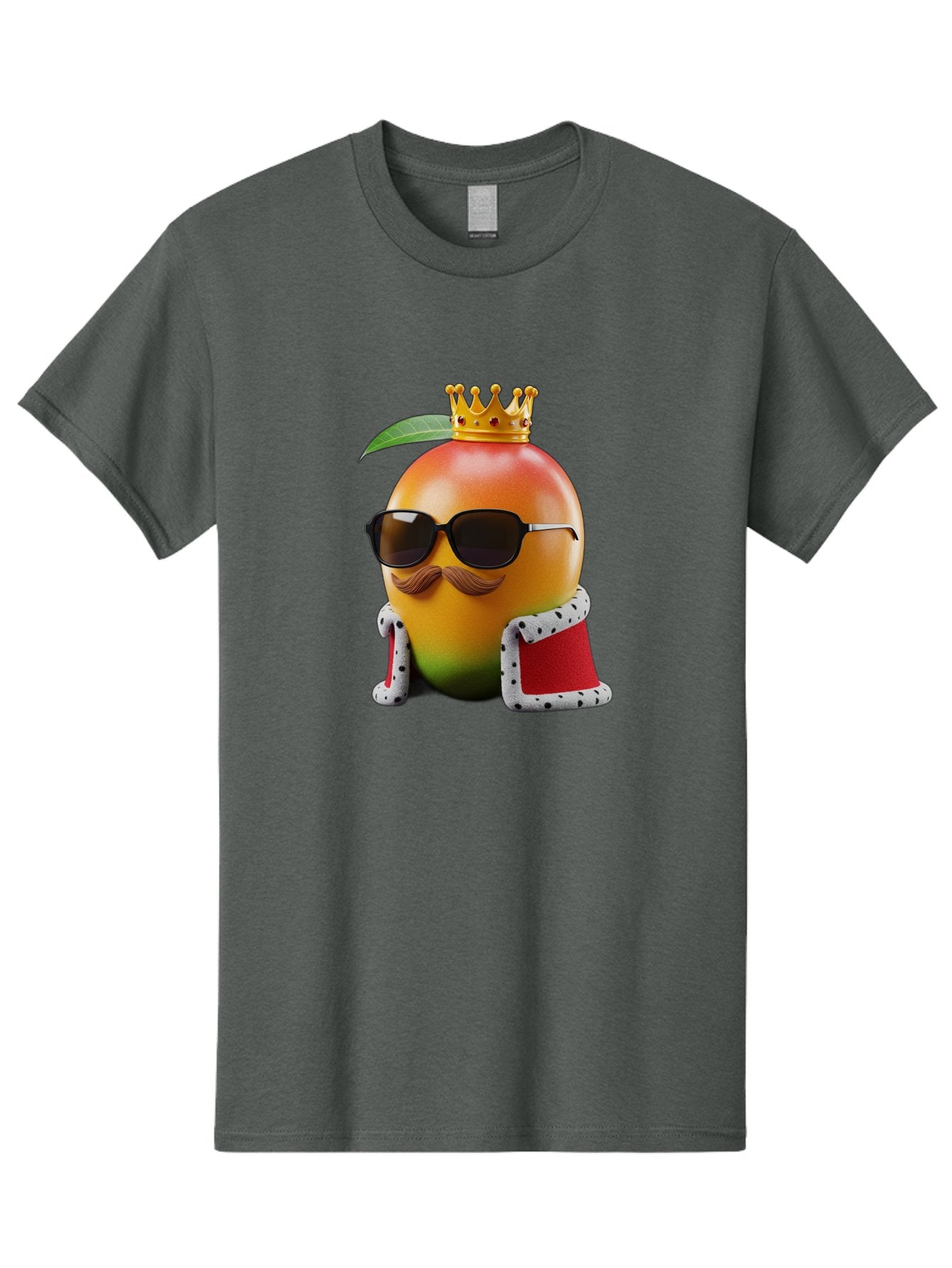 Mango-King Men'S Graphic Tee, 100% Cotton, Comfortable Casual Summer Wear, Machine Washable, Cartoon Mango Character, Mango With Sunglasses, Crown On Mango, Royal Treatment, Funny Fruit, Mango Illustration, Whimsical Design, Playful Art, Bac151 8