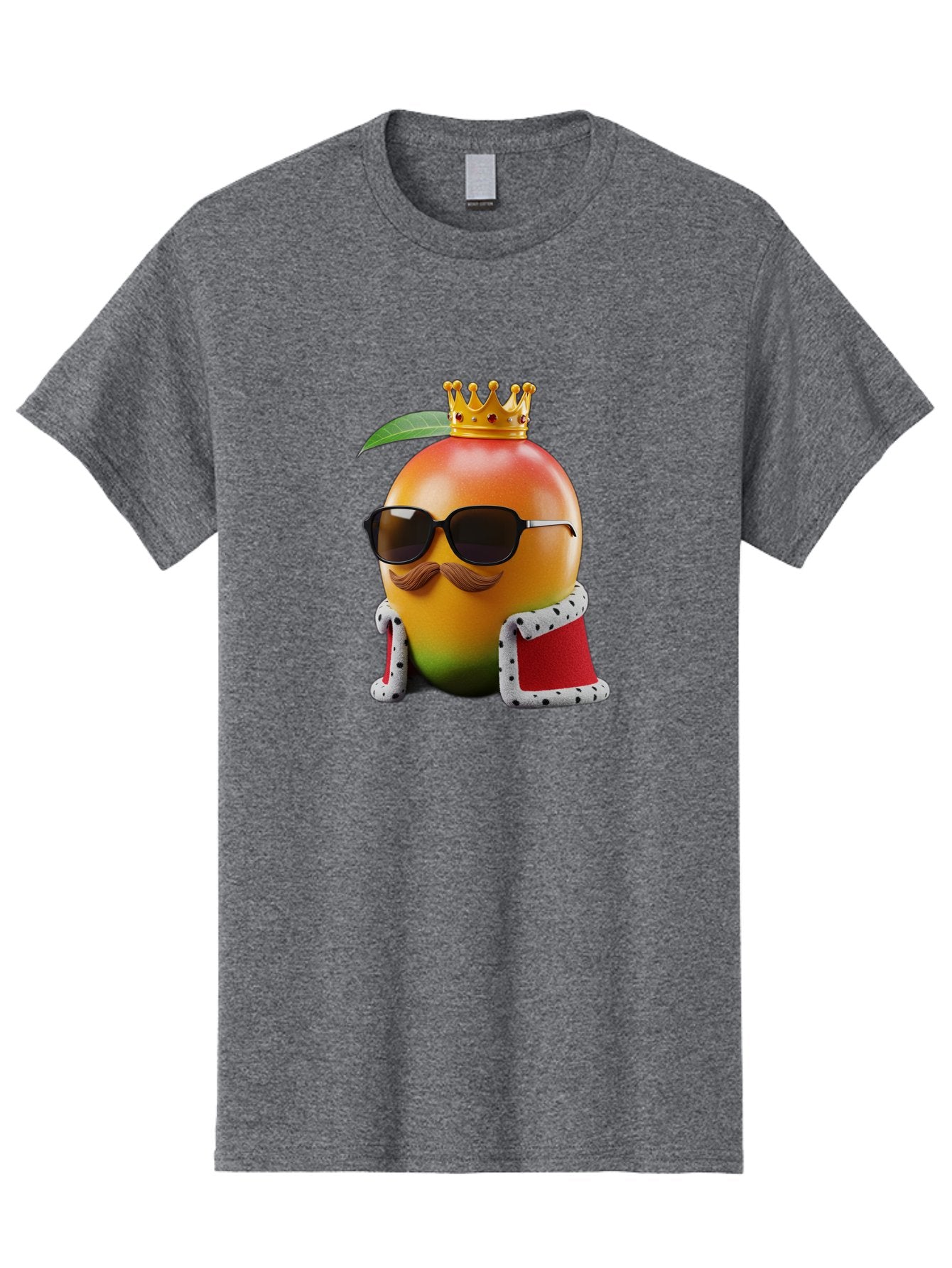 Mango-King Men'S Graphic Tee, 100% Cotton, Comfortable Casual Summer Wear, Machine Washable, Cartoon Mango Character, Mango With Sunglasses, Crown On Mango, Royal Treatment, Funny Fruit, Mango Illustration, Whimsical Design, Playful Art, Bac151 3