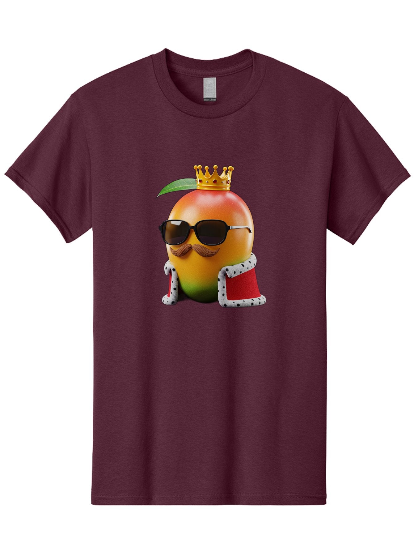 Mango-King Men'S Graphic Tee, 100% Cotton, Comfortable Casual Summer Wear, Machine Washable, Cartoon Mango Character, Mango With Sunglasses, Crown On Mango, Royal Treatment, Funny Fruit, Mango Illustration, Whimsical Design, Playful Art, Bac151 15