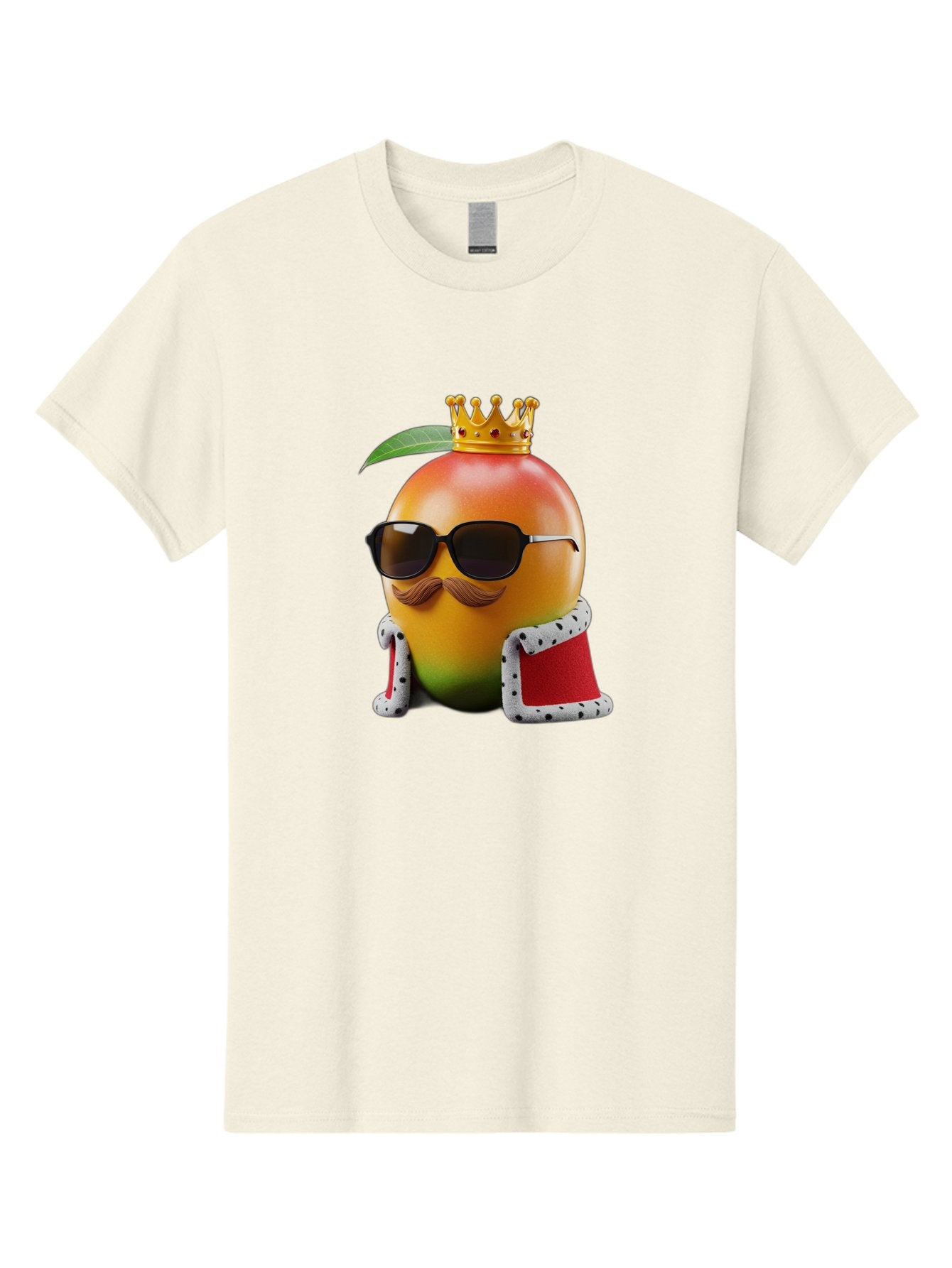 Mango-King Men'S Graphic Tee, 100% Cotton, Comfortable Casual Summer Wear, Machine Washable, Cartoon Mango Character, Mango With Sunglasses, Crown On Mango, Royal Treatment, Funny Fruit, Mango Illustration, Whimsical Design, Playful Art, Bac151 6
