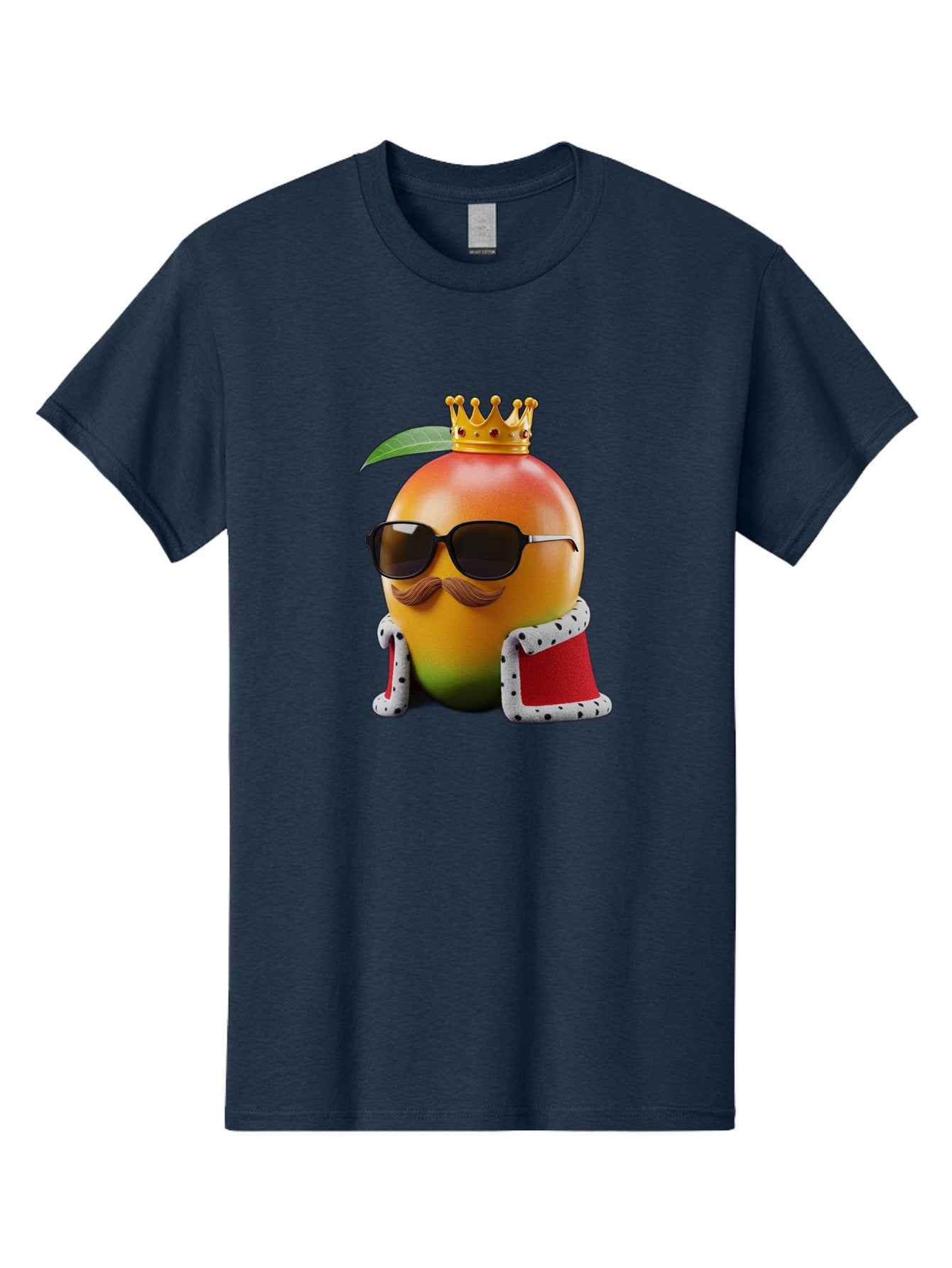 Mango-King Men'S Graphic Tee, 100% Cotton, Comfortable Casual Summer Wear, Machine Washable, Cartoon Mango Character, Mango With Sunglasses, Crown On Mango, Royal Treatment, Funny Fruit, Mango Illustration, Whimsical Design, Playful Art, Bac151 11