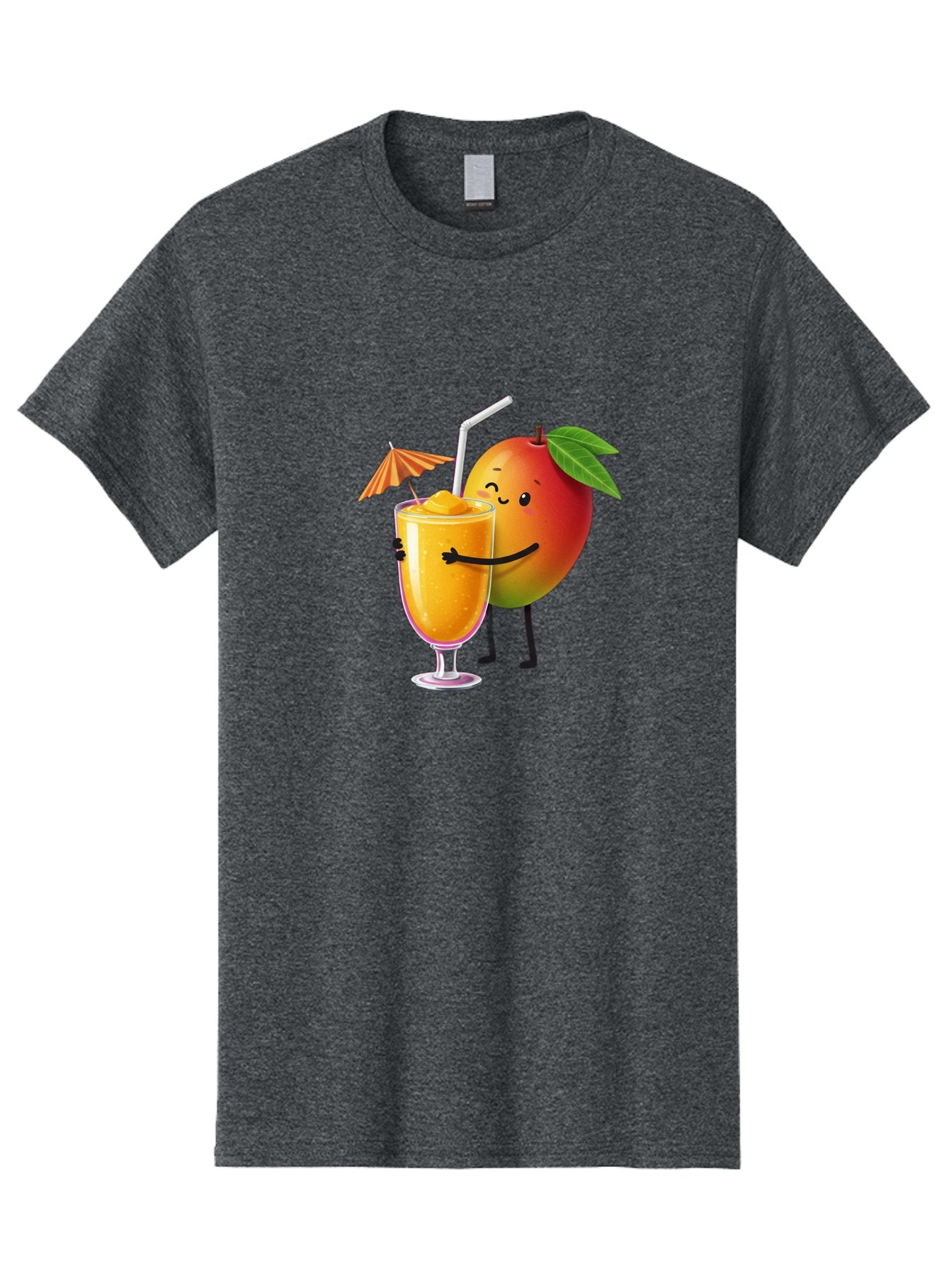 Mango-Smoothie-3 Men'S Graphic Tee, 100% Cotton, Comfortable Casual Summer Wear, Machine Washable, Mango Character, Smiling Face, Orange Drink, Straw, Umbrella, Cartoon Style, Funny, Vibrant Orange, Tropical Flavors, Happy Emoji, Smoothie, Bac155 14