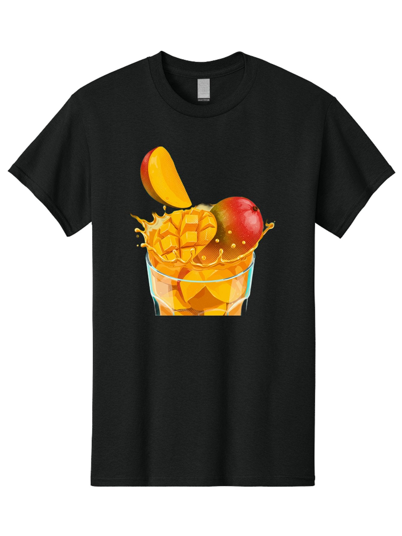 Mango-Smoothie-6 Men'S Graphic Tee, 100% Cotton, Comfortable Casual Summer Wear, Machine Washable, Fresh Mango, Mango Juice, Sliced Mango, Fruit Salad, Summer Drink, Fresh Fruit, Healthy Beverage, Tropical Flavors, Mango Chunks, Bac158 15