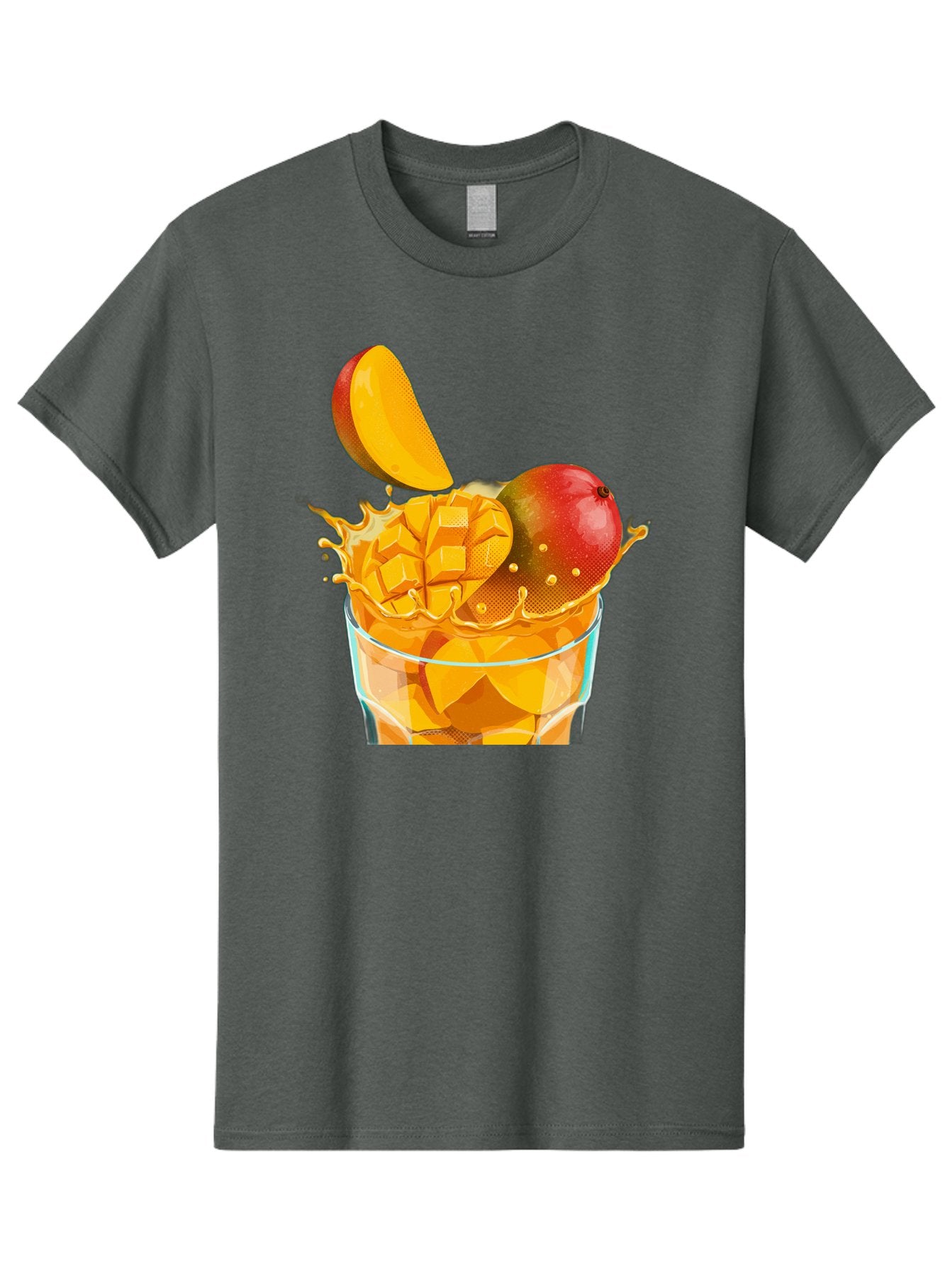 Mango-Smoothie-6 Men'S Graphic Tee, 100% Cotton, Comfortable Casual Summer Wear, Machine Washable, Fresh Mango, Mango Juice, Sliced Mango, Fruit Salad, Summer Drink, Fresh Fruit, Healthy Beverage, Tropical Flavors, Mango Chunks, Bac158 8
