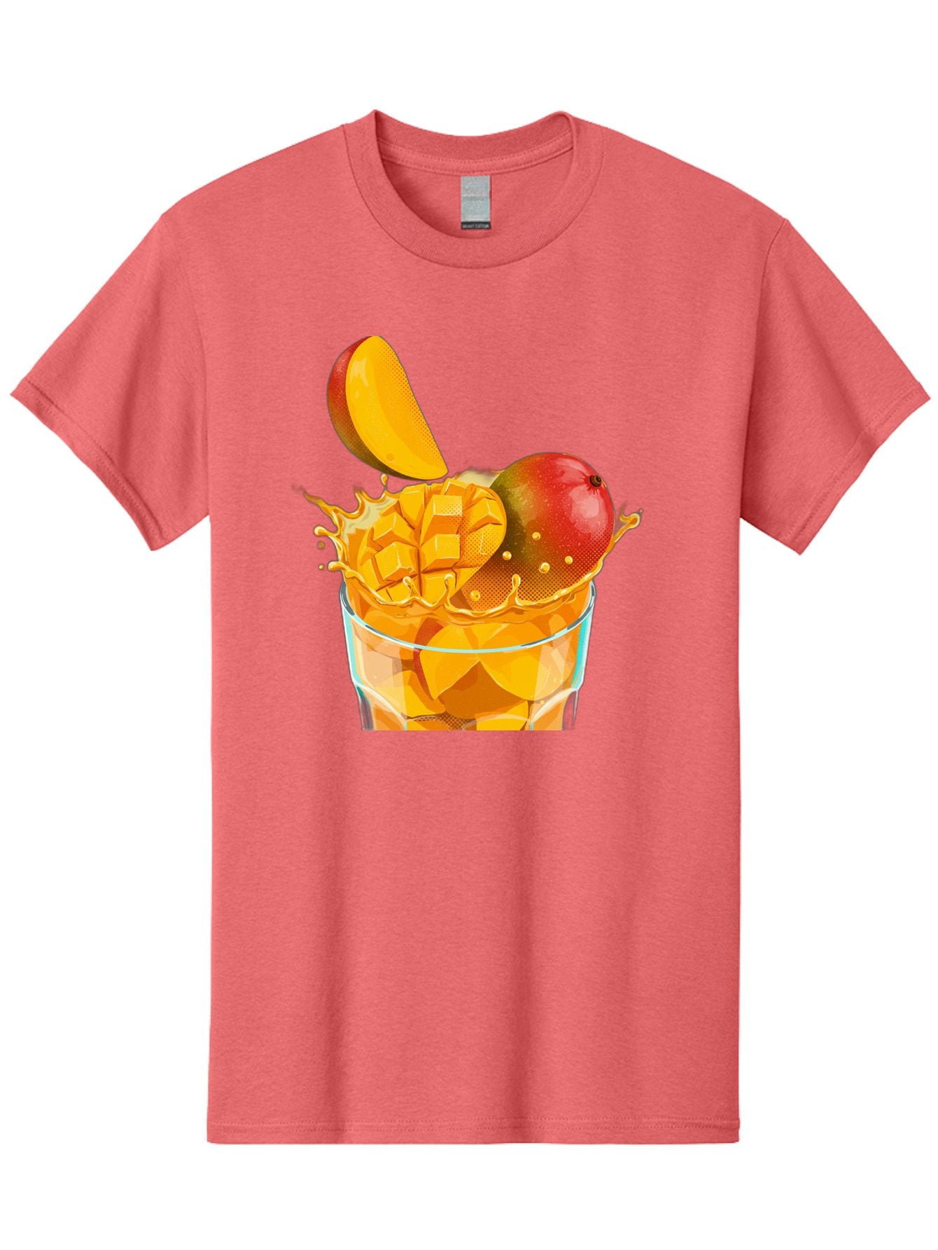 Mango-Smoothie-6 Men'S Graphic Tee, 100% Cotton, Comfortable Casual Summer Wear, Machine Washable, Fresh Mango, Mango Juice, Sliced Mango, Fruit Salad, Summer Drink, Fresh Fruit, Healthy Beverage, Tropical Flavors, Mango Chunks, Bac158