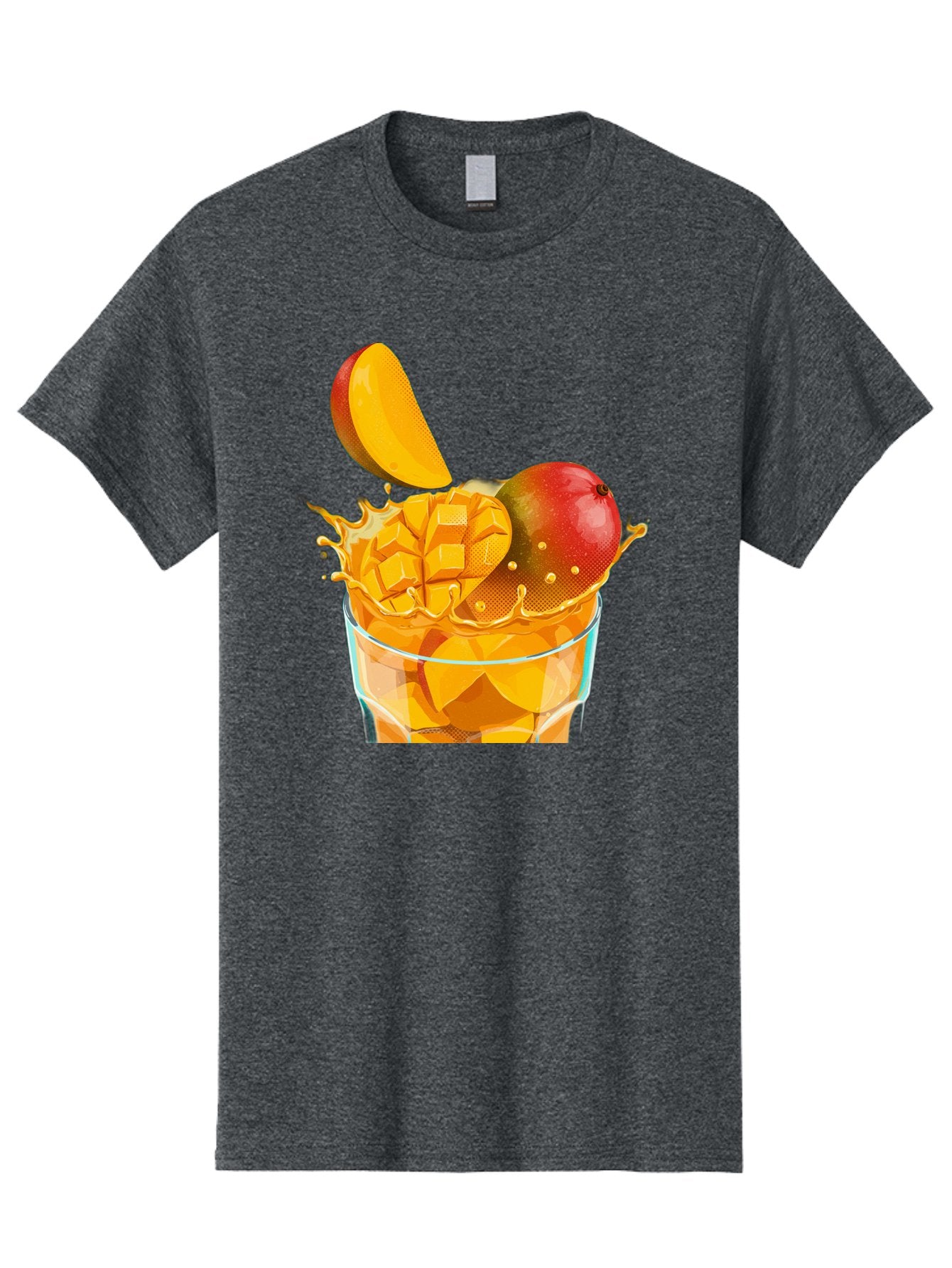Mango-Smoothie-6 Men'S Graphic Tee, 100% Cotton, Comfortable Casual Summer Wear, Machine Washable, Fresh Mango, Mango Juice, Sliced Mango, Fruit Salad, Summer Drink, Fresh Fruit, Healthy Beverage, Tropical Flavors, Mango Chunks, Bac158