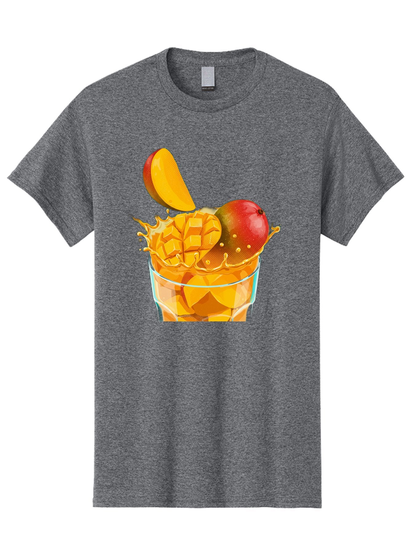 Mango-Smoothie-6 Men'S Graphic Tee, 100% Cotton, Comfortable Casual Summer Wear, Machine Washable, Fresh Mango, Mango Juice, Sliced Mango, Fruit Salad, Summer Drink, Fresh Fruit, Healthy Beverage, Tropical Flavors, Mango Chunks, Bac158 9