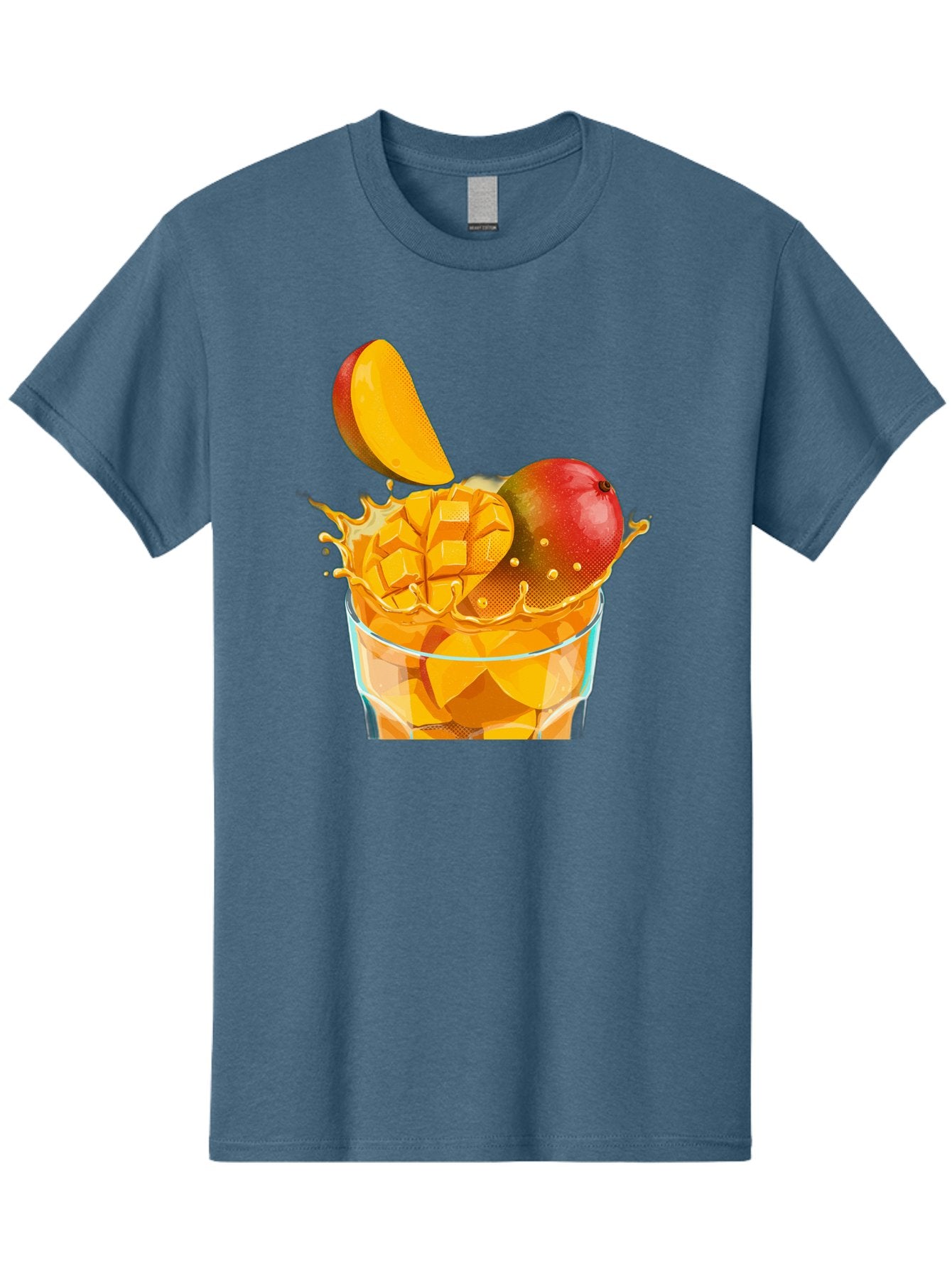 Mango-Smoothie-6 Men'S Graphic Tee, 100% Cotton, Comfortable Casual Summer Wear, Machine Washable, Fresh Mango, Mango Juice, Sliced Mango, Fruit Salad, Summer Drink, Fresh Fruit, Healthy Beverage, Tropical Flavors, Mango Chunks, Bac158 7