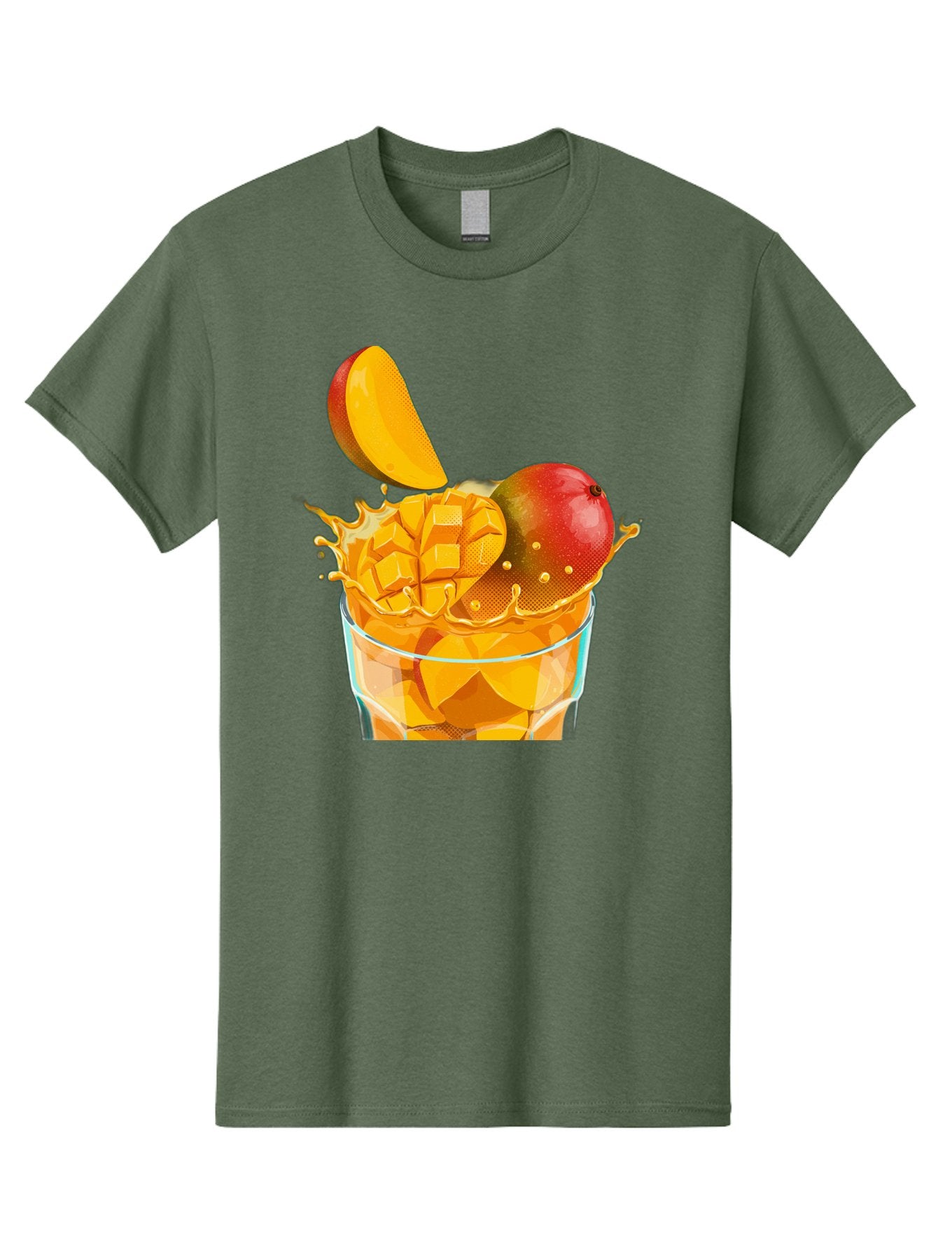 Mango-Smoothie-6 Men'S Graphic Tee, 100% Cotton, Comfortable Casual Summer Wear, Machine Washable, Fresh Mango, Mango Juice, Sliced Mango, Fruit Salad, Summer Drink, Fresh Fruit, Healthy Beverage, Tropical Flavors, Mango Chunks, Bac158 11