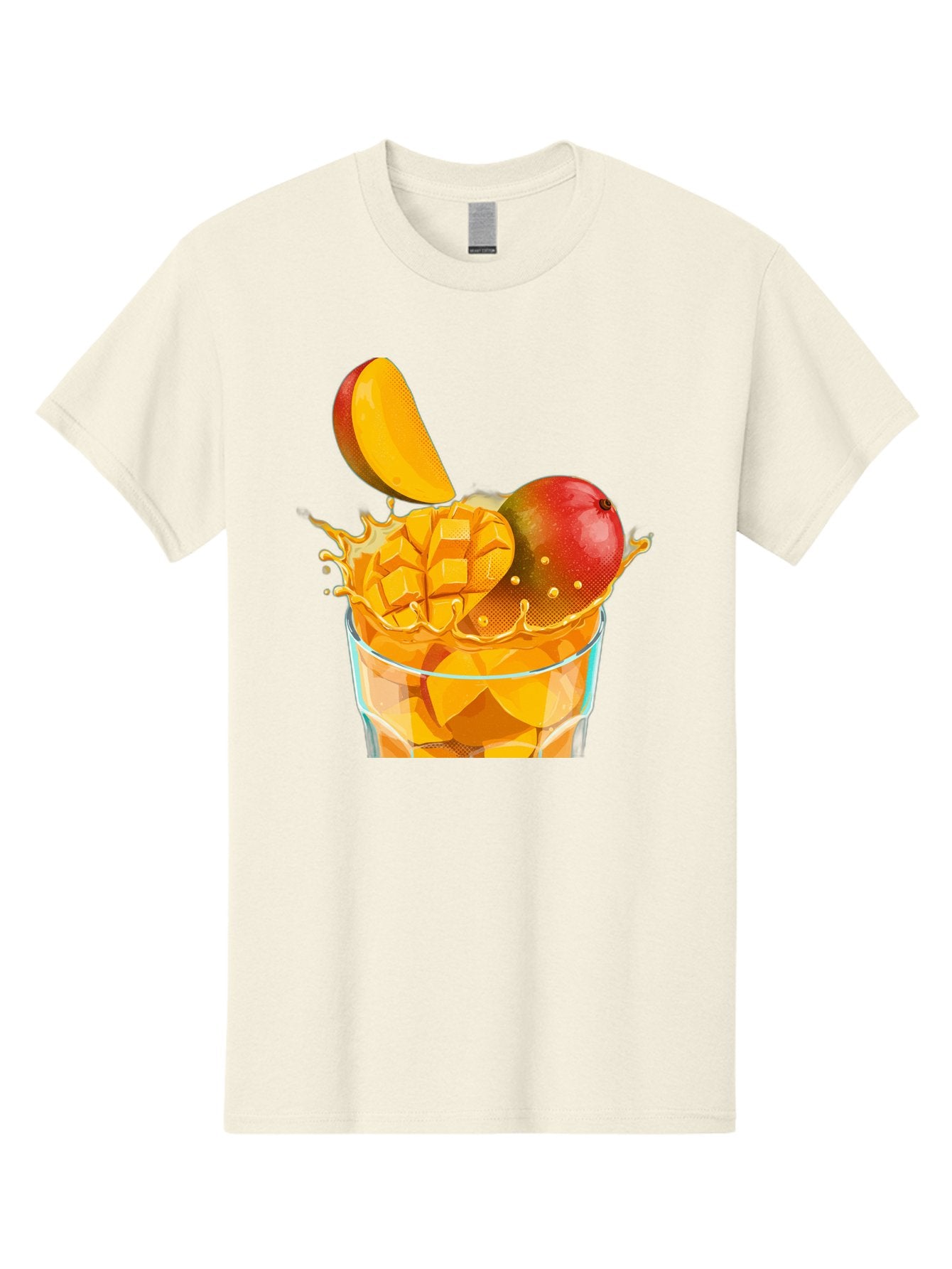 Mango-Smoothie-6 Men'S Graphic Tee, 100% Cotton, Comfortable Casual Summer Wear, Machine Washable, Fresh Mango, Mango Juice, Sliced Mango, Fruit Salad, Summer Drink, Fresh Fruit, Healthy Beverage, Tropical Flavors, Mango Chunks, Bac158 14