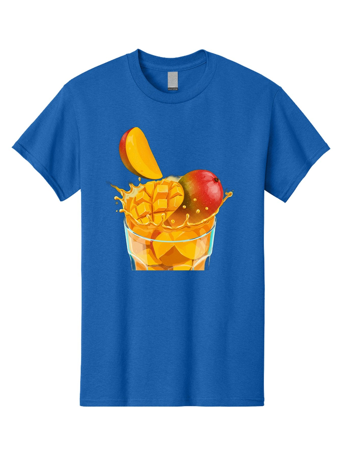 Mango-Smoothie-6 Men'S Graphic Tee, 100% Cotton, Comfortable Casual Summer Wear, Machine Washable, Fresh Mango, Mango Juice, Sliced Mango, Fruit Salad, Summer Drink, Fresh Fruit, Healthy Beverage, Tropical Flavors, Mango Chunks, Bac158 6
