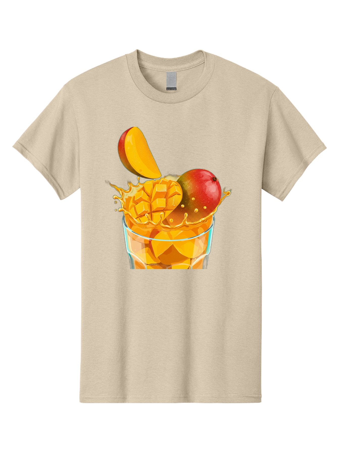 Mango-Smoothie-6 Men'S Graphic Tee, 100% Cotton, Comfortable Casual Summer Wear, Machine Washable, Fresh Mango, Mango Juice, Sliced Mango, Fruit Salad, Summer Drink, Fresh Fruit, Healthy Beverage, Tropical Flavors, Mango Chunks, Bac158 4