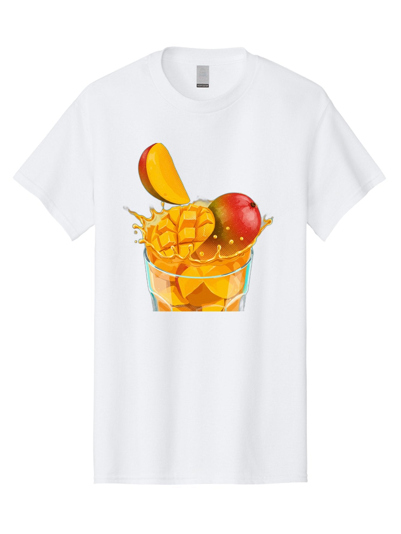 Mango-Smoothie-6 Men'S Graphic Tee, 100% Cotton, Comfortable Casual Summer Wear, Machine Washable, Fresh Mango, Mango Juice, Sliced Mango, Fruit Salad, Summer Drink, Fresh Fruit, Healthy Beverage, Tropical Flavors, Mango Chunks, Bac158 12