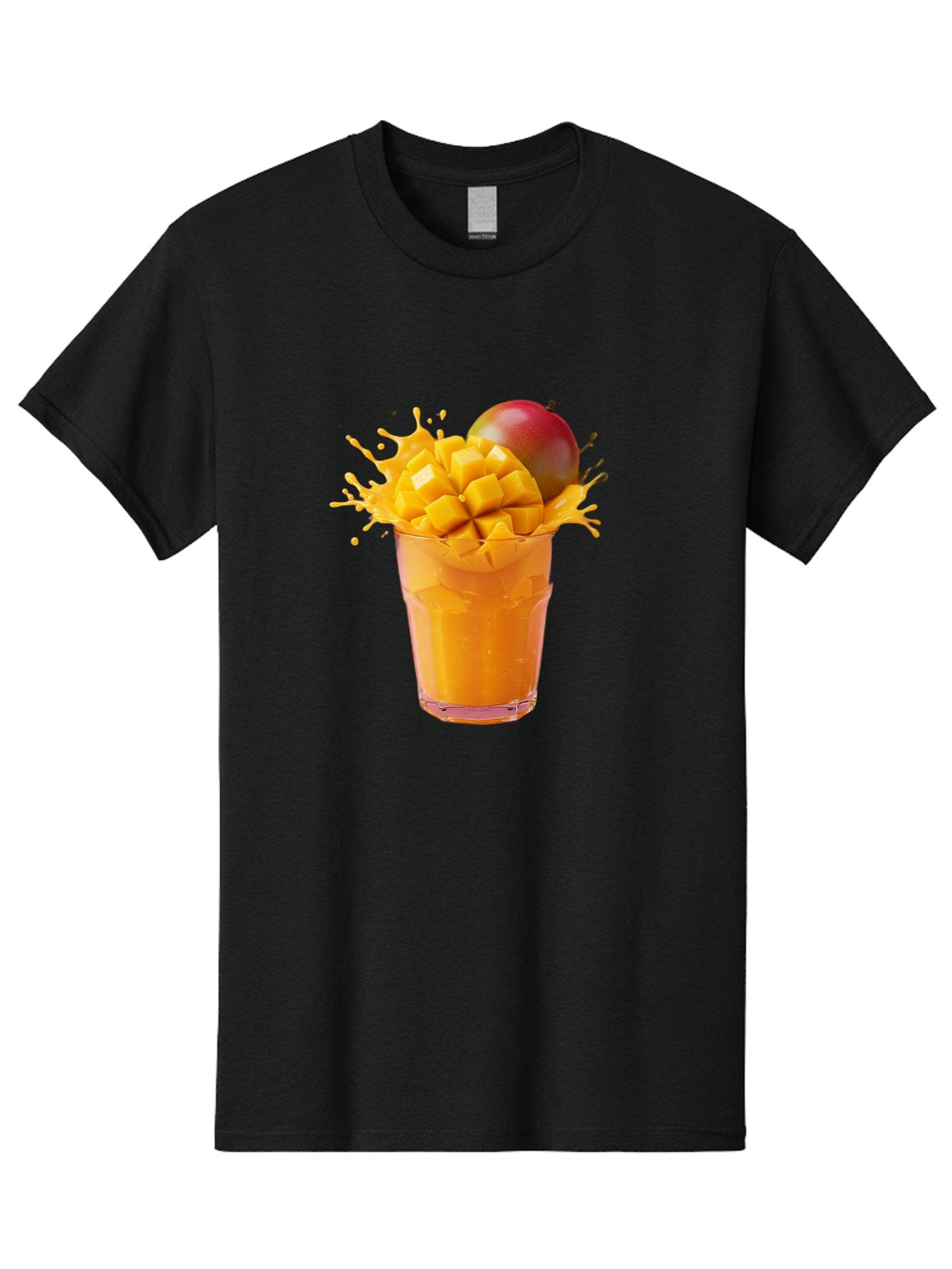 Mango-Smoothie-7 Men'S Graphic Tee, 100% Cotton, Comfortable Casual Summer Wear, Machine Washable, Mango Smoothie, Fresh Mango, Tropical Drink, Vibrant Colors, Healthy Beverage, Refreshing Drink, Summer Refreshment, Mango Chunks, Mango Juice Bac159