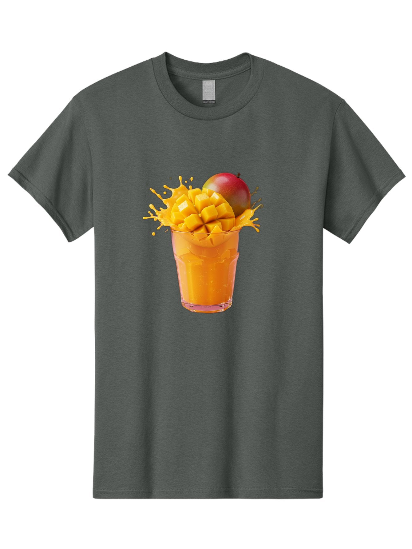 Mango-Smoothie-7 Men'S Graphic Tee, 100% Cotton, Comfortable Casual Summer Wear, Machine Washable, Mango Smoothie, Fresh Mango, Tropical Drink, Vibrant Colors, Healthy Beverage, Refreshing Drink, Summer Refreshment, Mango Chunks, Mango Juice Bac159 4