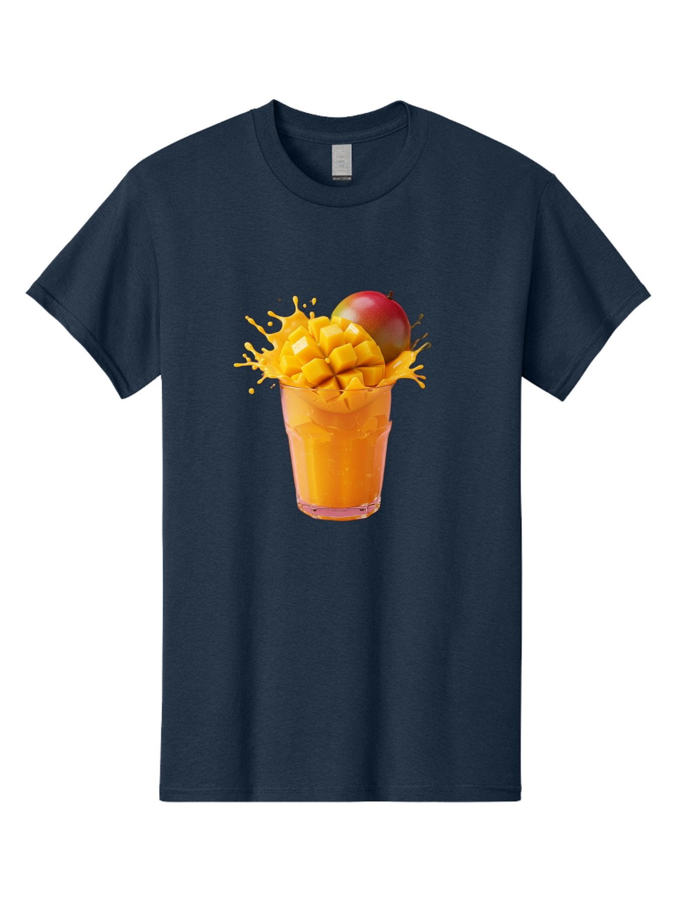 Mango-Smoothie-7 Men'S Graphic Tee, 100% Cotton, Comfortable Casual Summer Wear, Machine Washable, Mango Smoothie, Fresh Mango, Tropical Drink, Vibrant Colors, Healthy Beverage, Refreshing Drink, Summer Refreshment, Mango Chunks, Mango Juice Bac159 3