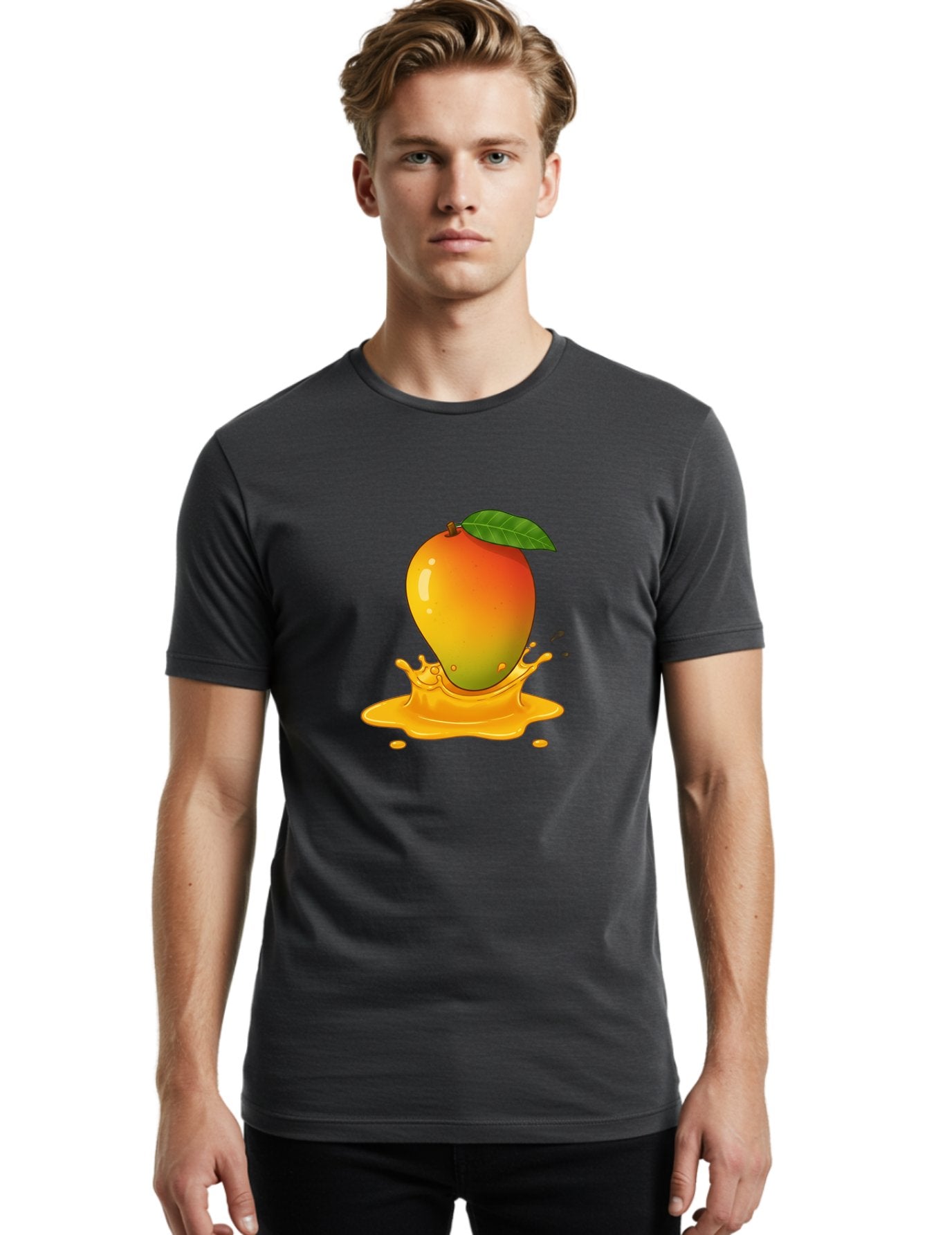 Mango-Splash-1 Men'S Graphic Tee, 100% Cotton, Comfortable Casual Summer Wear, Machine Washable, Juicy Mango, Vibrant Colors, Splashing Juice, Fresh Fruit, Tropical Flavors, Sweet Treats, Summertime, Refreshing Drinks Bac161 16
