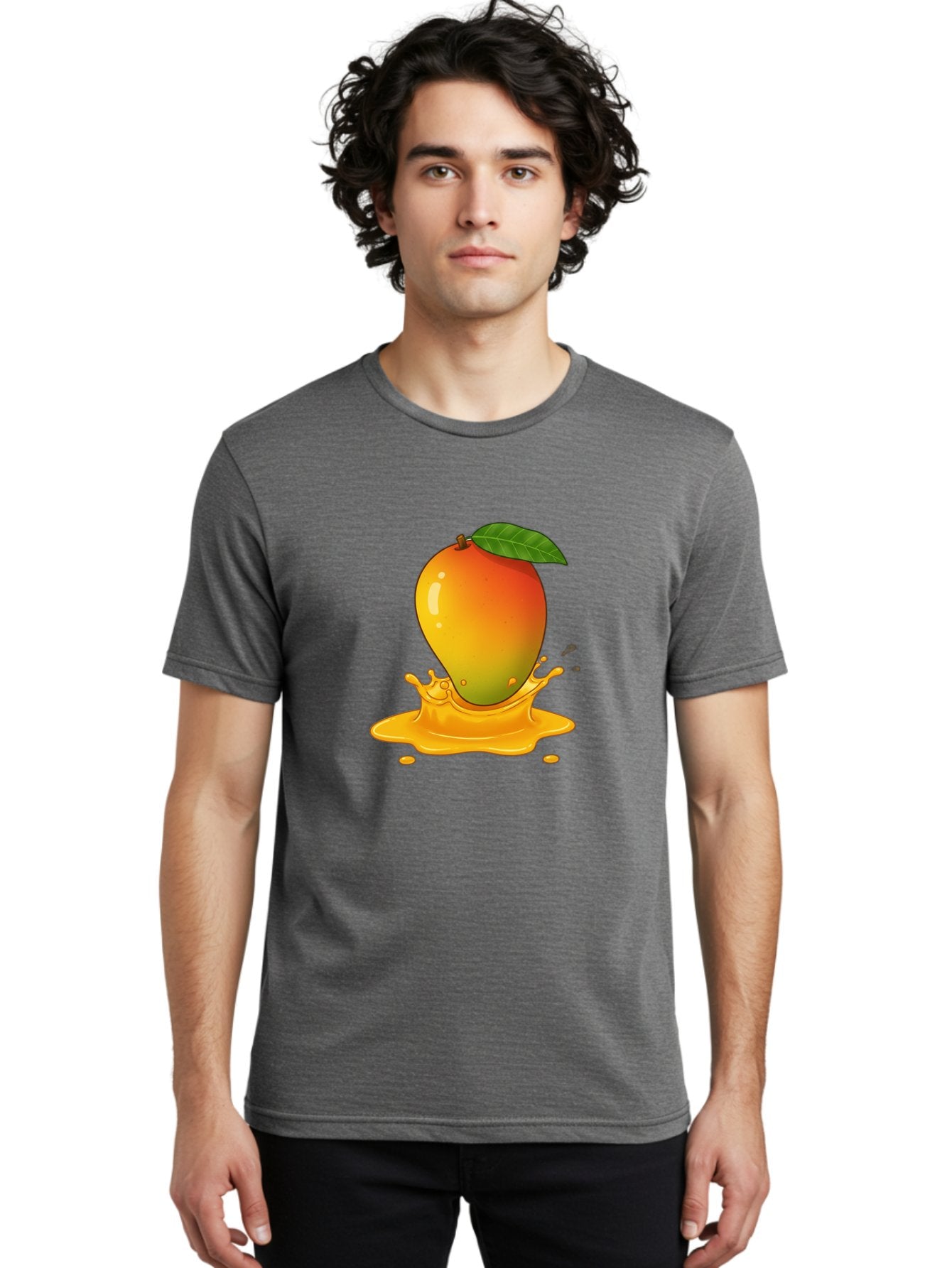Mango-Splash-1 Men'S Graphic Tee, 100% Cotton, Comfortable Casual Summer Wear, Machine Washable, Juicy Mango, Vibrant Colors, Splashing Juice, Fresh Fruit, Tropical Flavors, Sweet Treats, Summertime, Refreshing Drinks Bac161 23