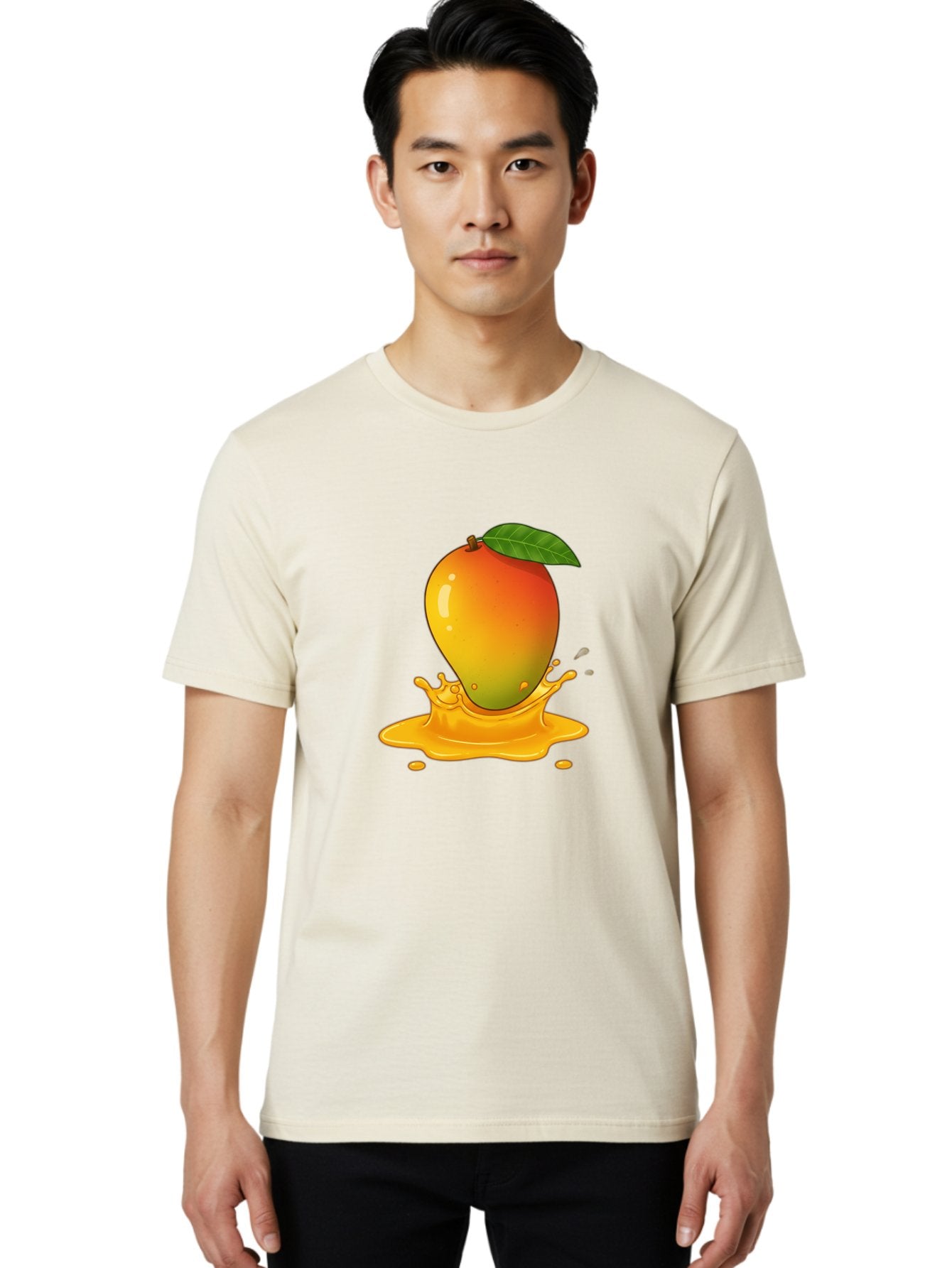 Mango-Splash-1 Men'S Graphic Tee, 100% Cotton, Comfortable Casual Summer Wear, Machine Washable, Juicy Mango, Vibrant Colors, Splashing Juice, Fresh Fruit, Tropical Flavors, Sweet Treats, Summertime, Refreshing Drinks Bac161 21