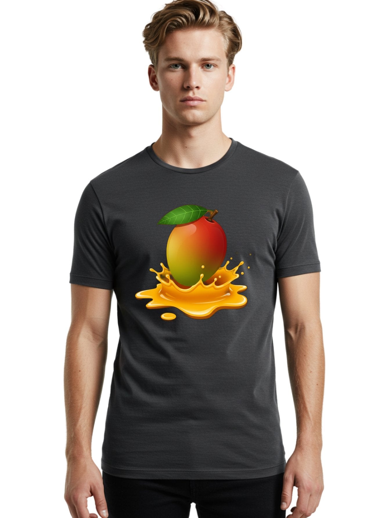 Mango-Splash-2 Men'S Graphic Tee, 100% Cotton, Comfortable Casual Summer Wear, Machine Washable, Tropical Mango, Juicy Fruit, Splash Art, Vibrant Colors, Mango Juice, Splashing Liquid, Fresh Produce, Summer Vibes, Healthy Snack, Bac162 29