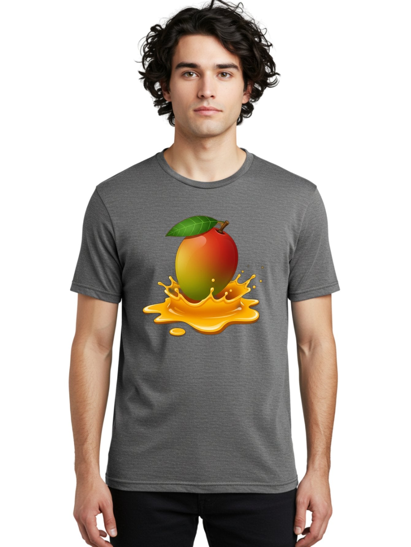 Mango-Splash-2 Men'S Graphic Tee, 100% Cotton, Comfortable Casual Summer Wear, Machine Washable, Tropical Mango, Juicy Fruit, Splash Art, Vibrant Colors, Mango Juice, Splashing Liquid, Fresh Produce, Summer Vibes, Healthy Snack, Bac162 16