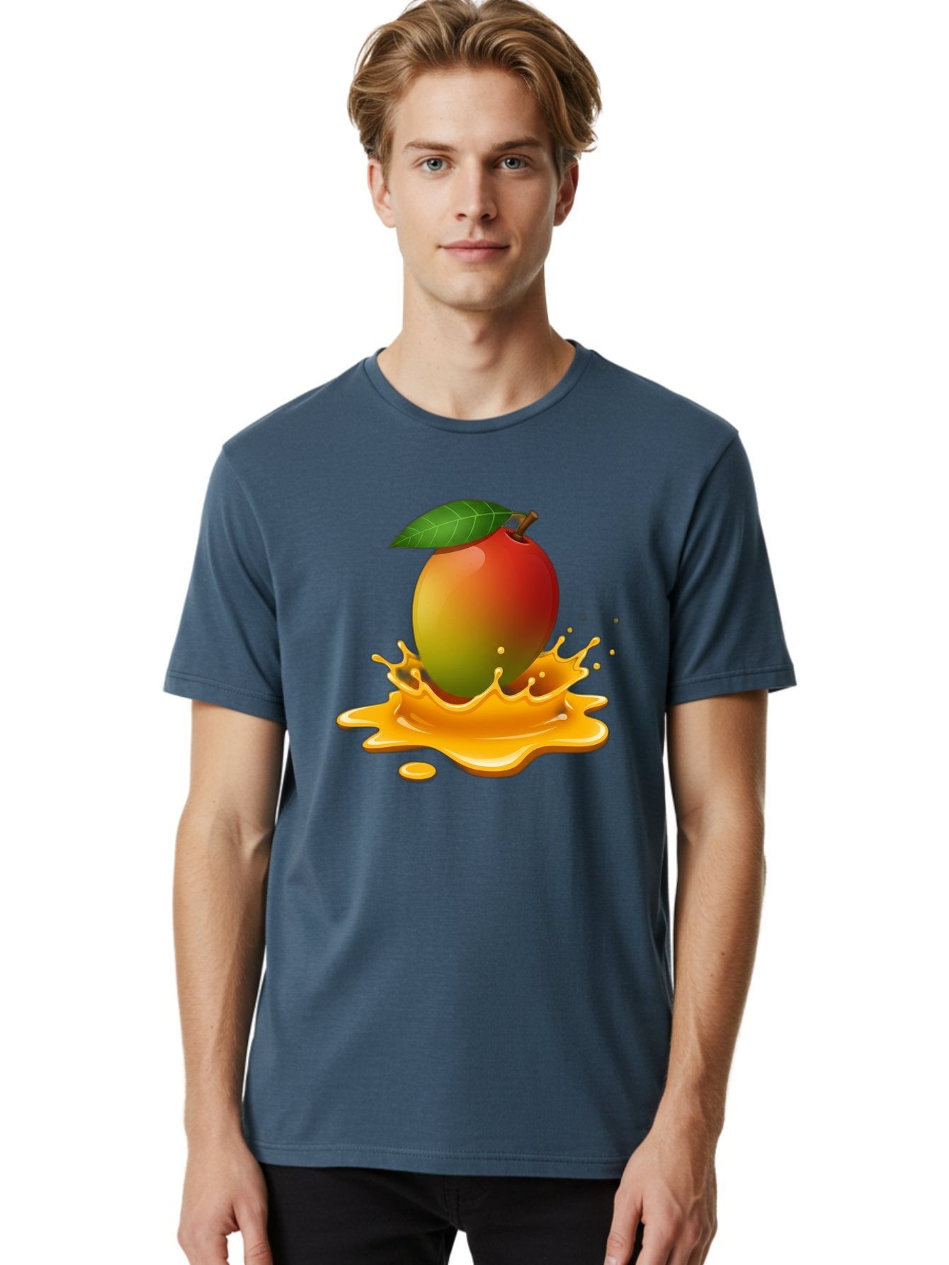 Mango-Splash-2 Men'S Graphic Tee, 100% Cotton, Comfortable Casual Summer Wear, Machine Washable, Tropical Mango, Juicy Fruit, Splash Art, Vibrant Colors, Mango Juice, Splashing Liquid, Fresh Produce, Summer Vibes, Healthy Snack, Bac162 19