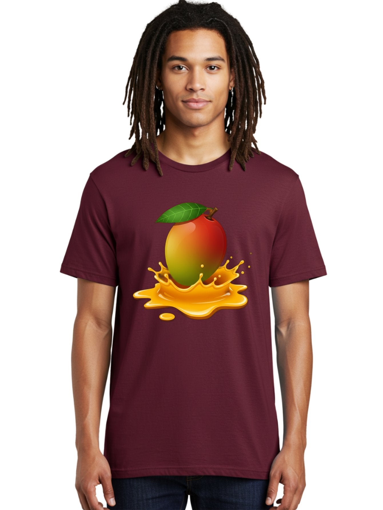 Mango-Splash-2 Men'S Graphic Tee, 100% Cotton, Comfortable Casual Summer Wear, Machine Washable, Tropical Mango, Juicy Fruit, Splash Art, Vibrant Colors, Mango Juice, Splashing Liquid, Fresh Produce, Summer Vibes, Healthy Snack, Bac162 25