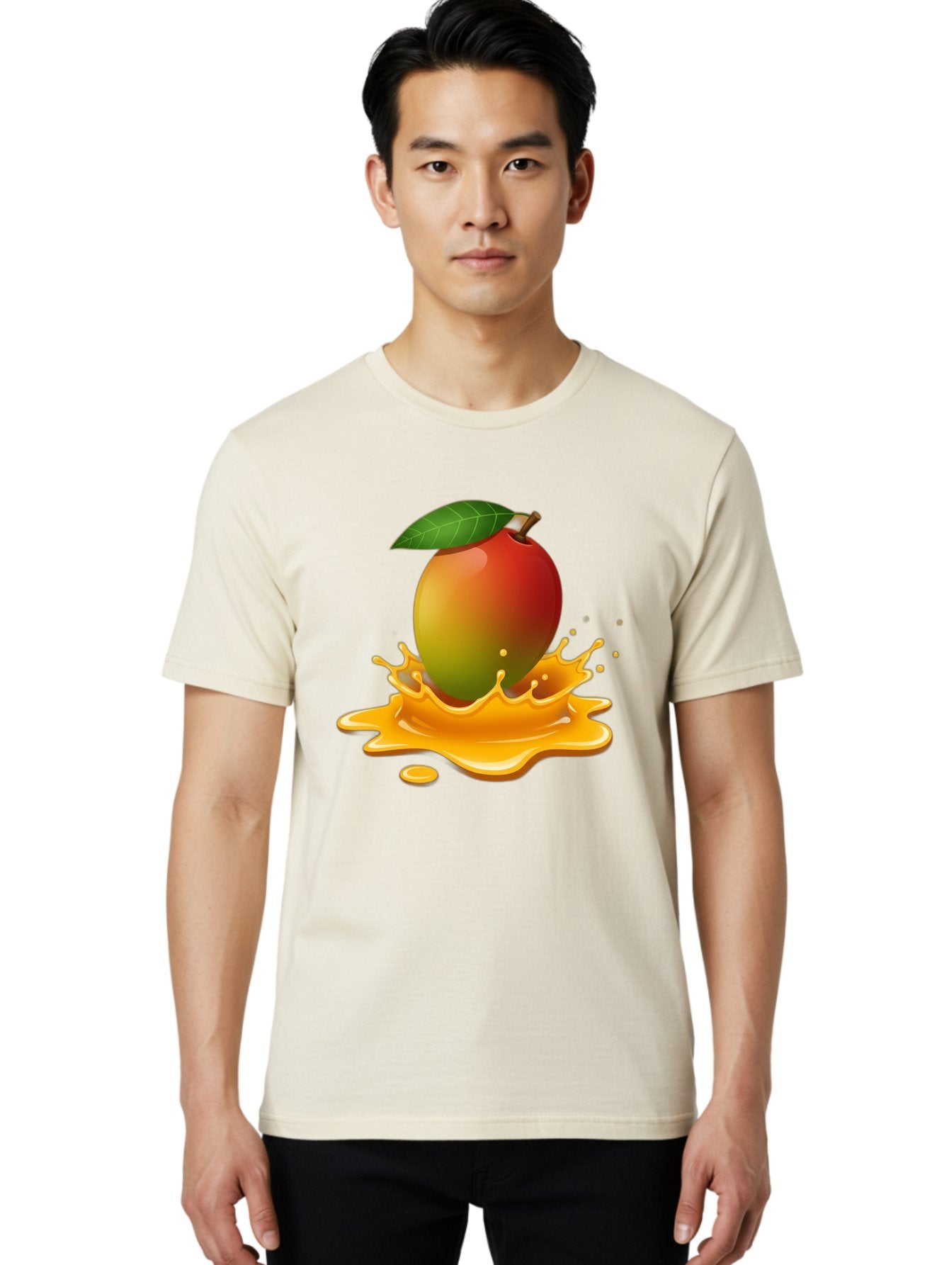 Mango-Splash-2 Men'S Graphic Tee, 100% Cotton, Comfortable Casual Summer Wear, Machine Washable, Tropical Mango, Juicy Fruit, Splash Art, Vibrant Colors, Mango Juice, Splashing Liquid, Fresh Produce, Summer Vibes, Healthy Snack, Bac162 21