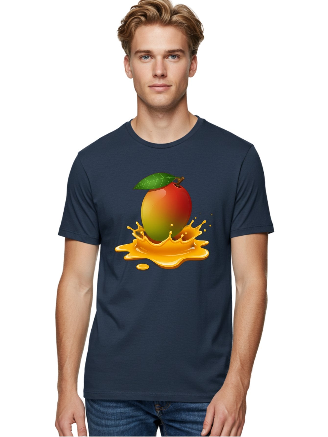 Mango-Splash-2 Men'S Graphic Tee, 100% Cotton, Comfortable Casual Summer Wear, Machine Washable, Tropical Mango, Juicy Fruit, Splash Art, Vibrant Colors, Mango Juice, Splashing Liquid, Fresh Produce, Summer Vibes, Healthy Snack, Bac162 18