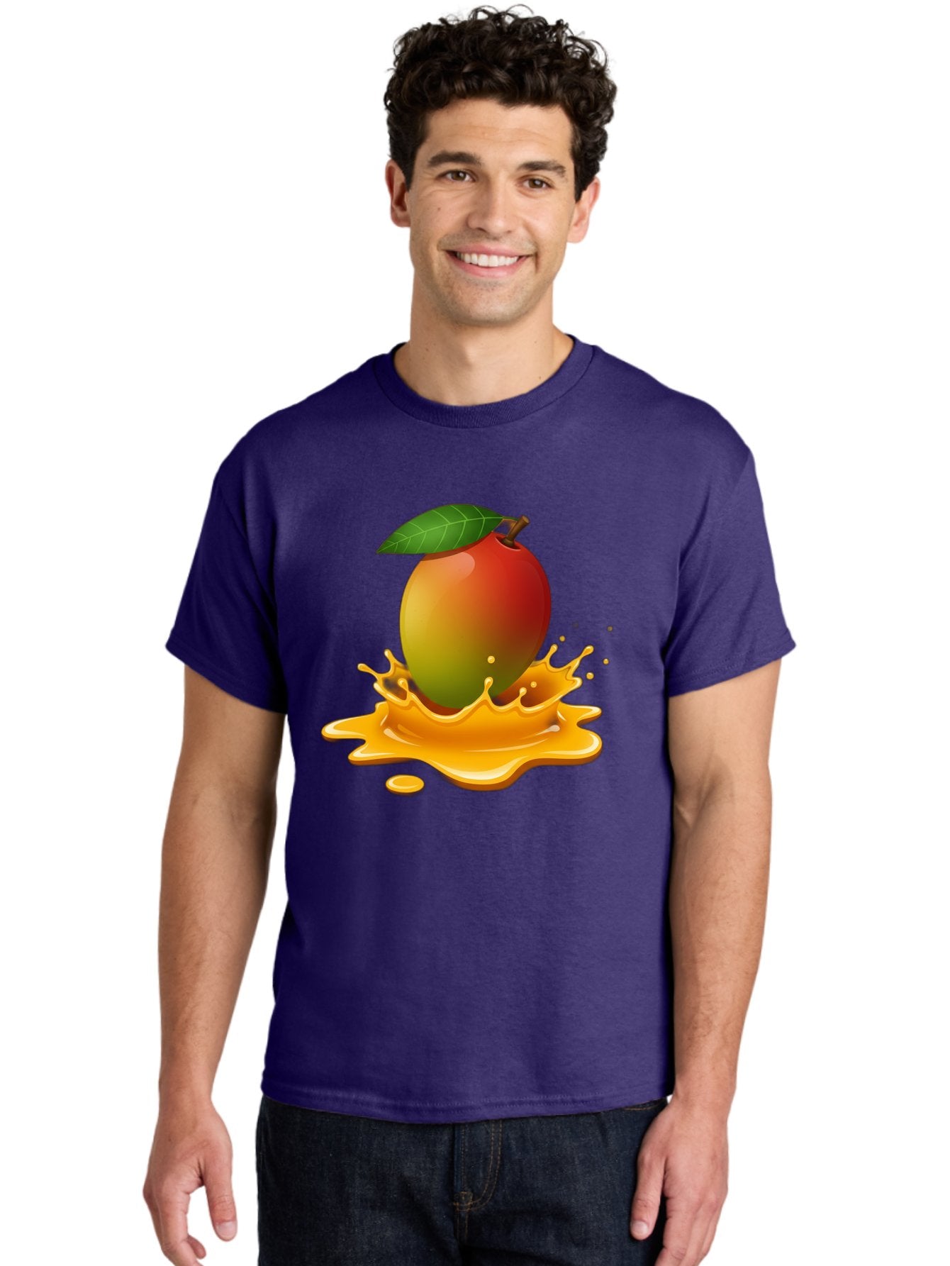 Mango-Splash-2 Men'S Graphic Tee, 100% Cotton, Comfortable Casual Summer Wear, Machine Washable, Tropical Mango, Juicy Fruit, Splash Art, Vibrant Colors, Mango Juice, Splashing Liquid, Fresh Produce, Summer Vibes, Healthy Snack, Bac162 20
