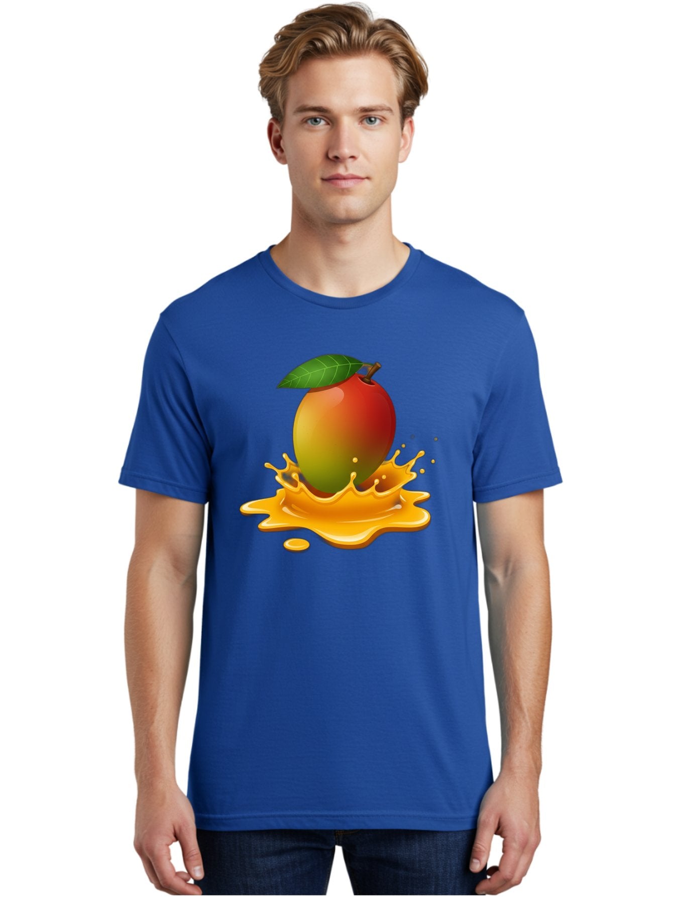 Mango-Splash-2 Men'S Graphic Tee, 100% Cotton, Comfortable Casual Summer Wear, Machine Washable, Tropical Mango, Juicy Fruit, Splash Art, Vibrant Colors, Mango Juice, Splashing Liquid, Fresh Produce, Summer Vibes, Healthy Snack, Bac162 22