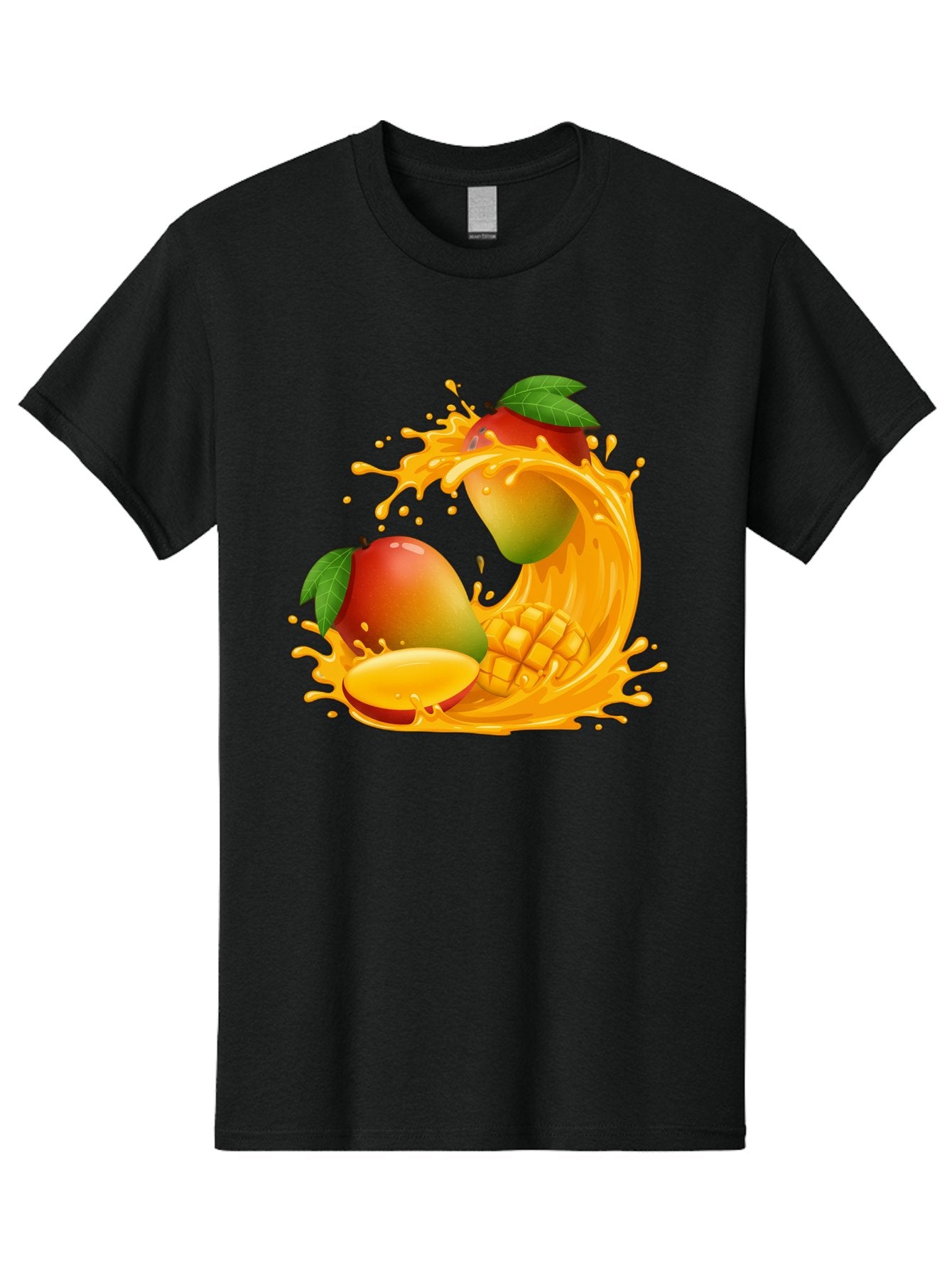 Mango-Splash-4 Men'S Graphic Tee, 100% Cotton, Comfortable Casual Summer Wear, Machine Washable, Mango Fruit, Juicy Mango, Mango Slice, Mango Juice Splash, Mango Chunks, Fresh Mango, Ripe Mango, Tropical Fruit Bac164 15