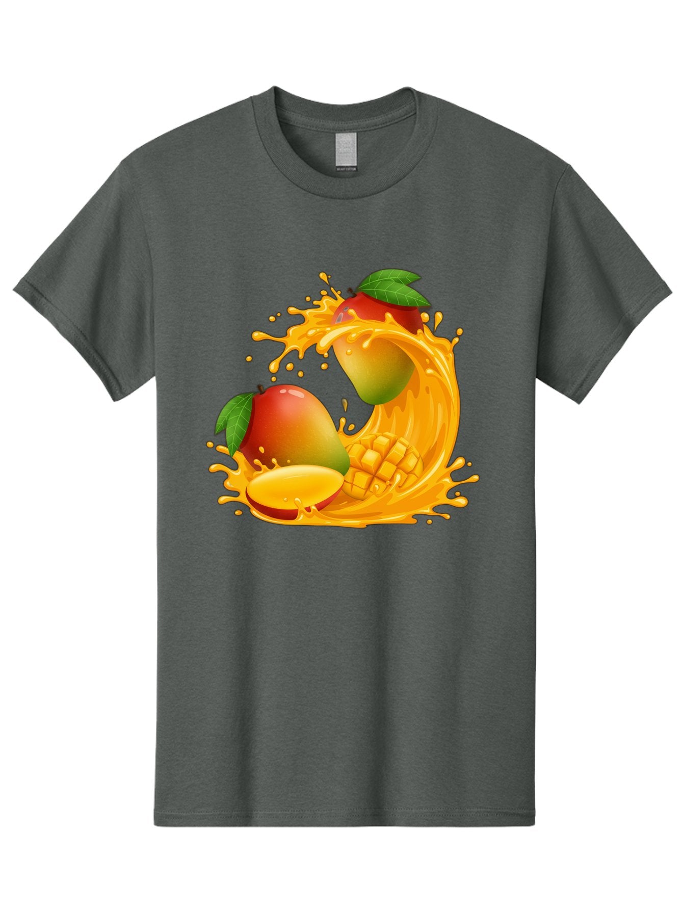 Mango-Splash-4 Men'S Graphic Tee, 100% Cotton, Comfortable Casual Summer Wear, Machine Washable, Mango Fruit, Juicy Mango, Mango Slice, Mango Juice Splash, Mango Chunks, Fresh Mango, Ripe Mango, Tropical Fruit Bac164 11