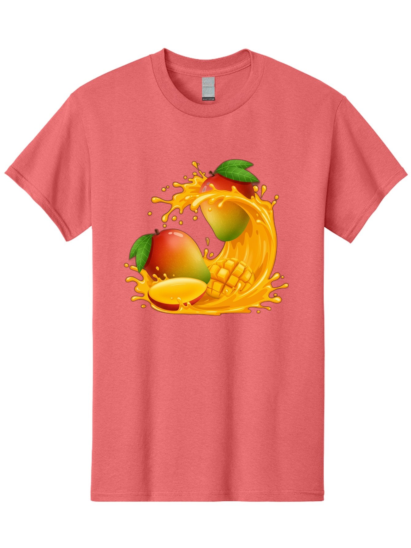 Mango-Splash-4 Men'S Graphic Tee, 100% Cotton, Comfortable Casual Summer Wear, Machine Washable, Mango Fruit, Juicy Mango, Mango Slice, Mango Juice Splash, Mango Chunks, Fresh Mango, Ripe Mango, Tropical Fruit Bac164 3