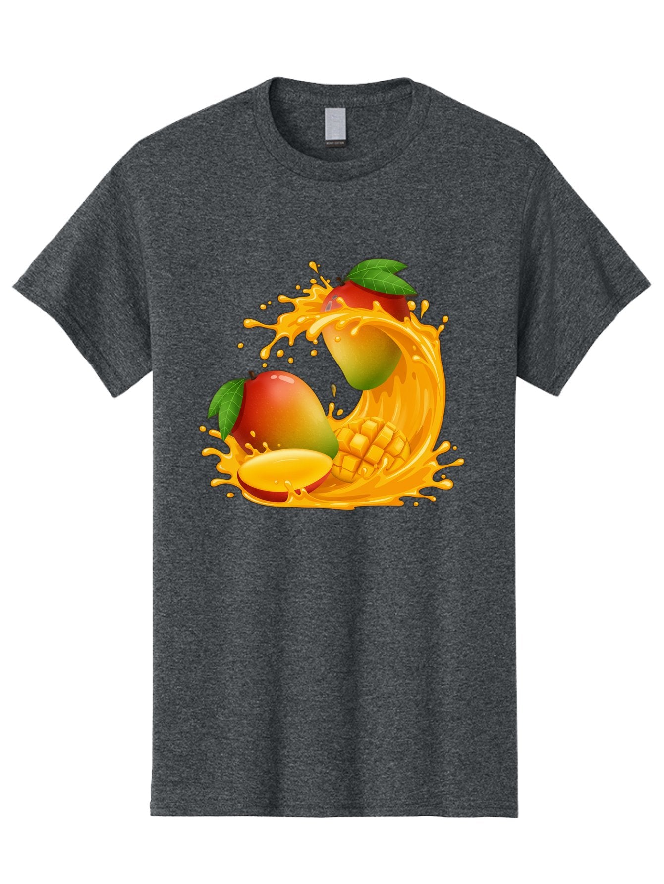 Mango-Splash-4 Men'S Graphic Tee, 100% Cotton, Comfortable Casual Summer Wear, Machine Washable, Mango Fruit, Juicy Mango, Mango Slice, Mango Juice Splash, Mango Chunks, Fresh Mango, Ripe Mango, Tropical Fruit Bac164 5