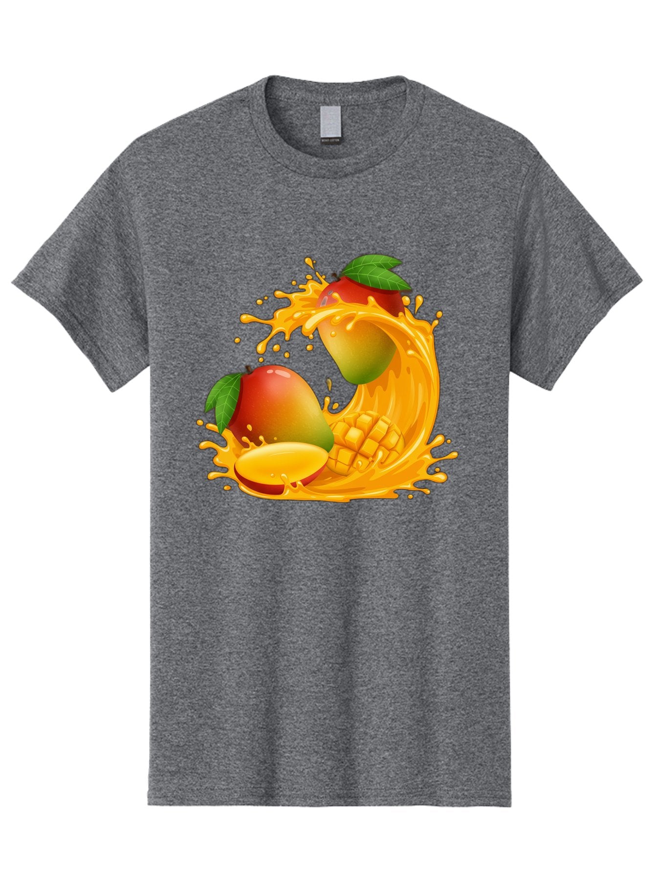 Mango-Splash-4 Men'S Graphic Tee, 100% Cotton, Comfortable Casual Summer Wear, Machine Washable, Mango Fruit, Juicy Mango, Mango Slice, Mango Juice Splash, Mango Chunks, Fresh Mango, Ripe Mango, Tropical Fruit Bac164 9