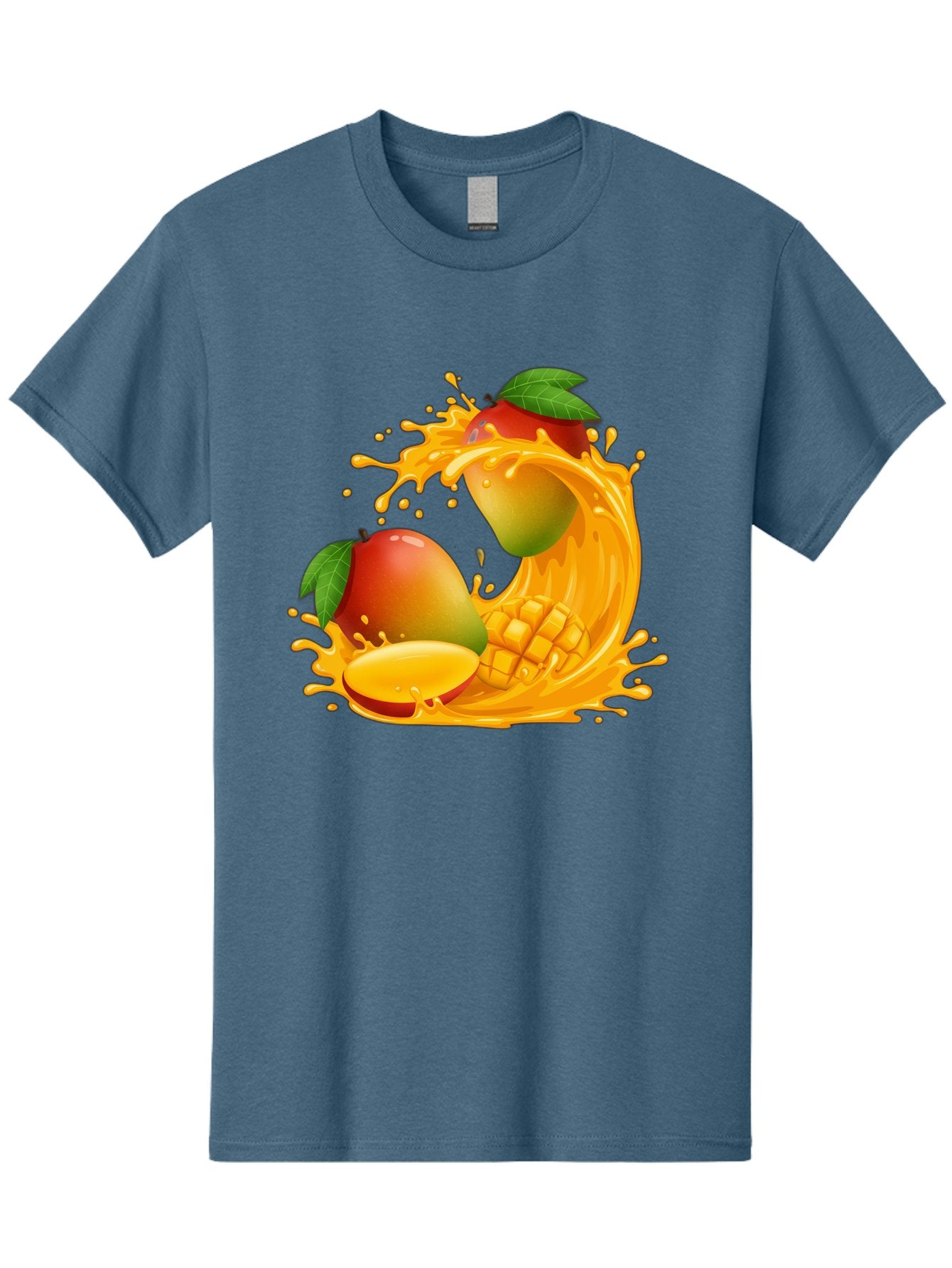 Mango-Splash-4 Men'S Graphic Tee, 100% Cotton, Comfortable Casual Summer Wear, Machine Washable, Mango Fruit, Juicy Mango, Mango Slice, Mango Juice Splash, Mango Chunks, Fresh Mango, Ripe Mango, Tropical Fruit Bac164 10