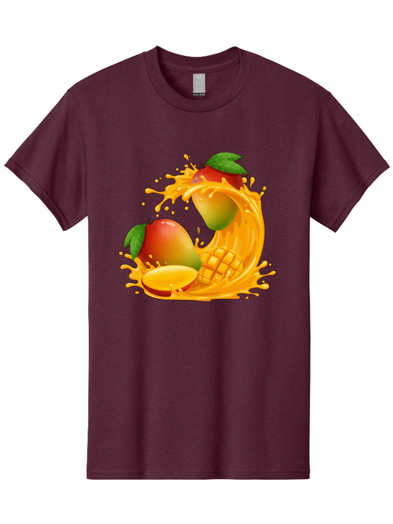 Mango-Splash-4 Men'S Graphic Tee, 100% Cotton, Comfortable Casual Summer Wear, Machine Washable, Mango Fruit, Juicy Mango, Mango Slice, Mango Juice Splash, Mango Chunks, Fresh Mango, Ripe Mango, Tropical Fruit Bac164 7