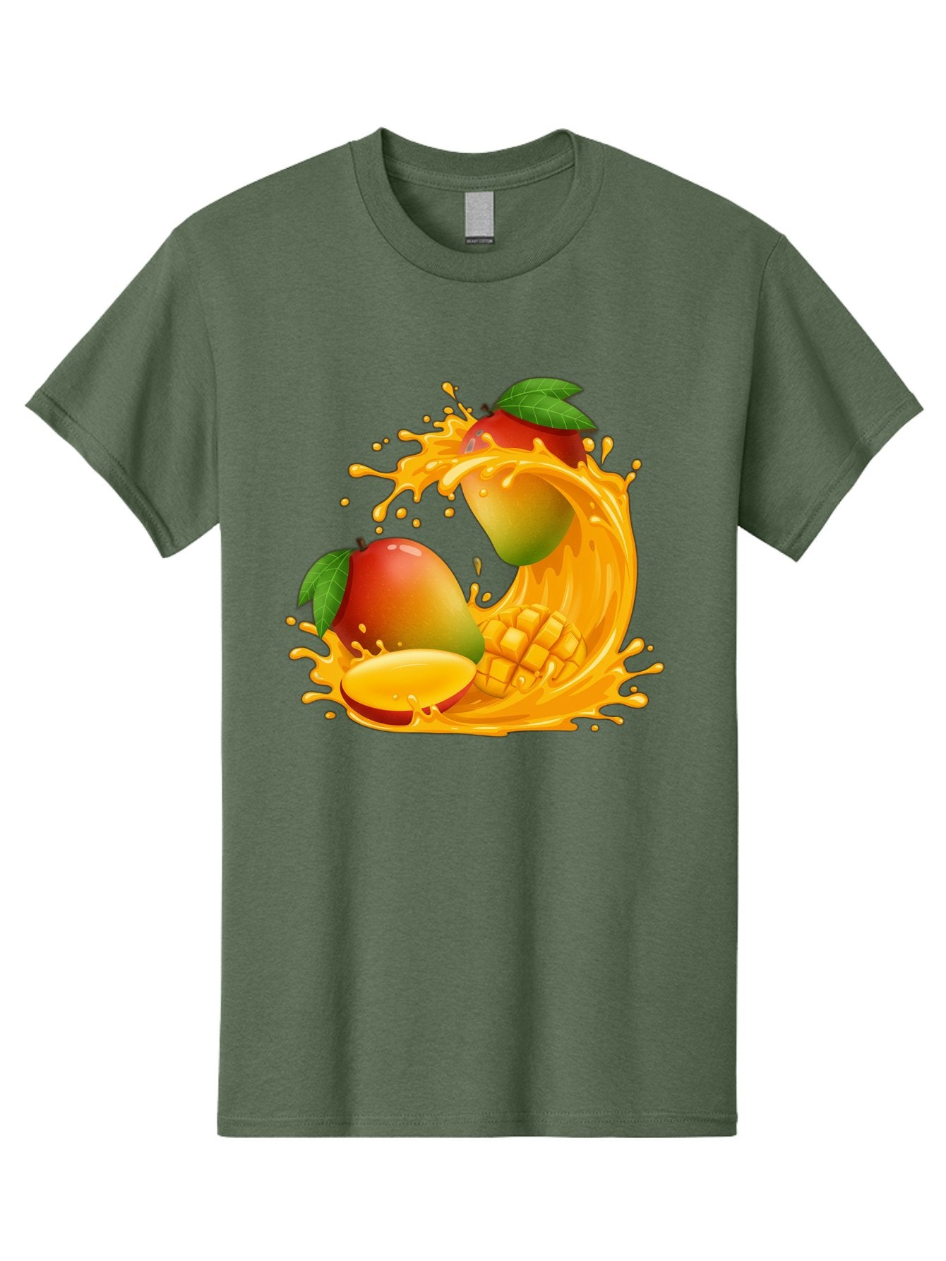 Mango-Splash-4 Men'S Graphic Tee, 100% Cotton, Comfortable Casual Summer Wear, Machine Washable, Mango Fruit, Juicy Mango, Mango Slice, Mango Juice Splash, Mango Chunks, Fresh Mango, Ripe Mango, Tropical Fruit Bac164