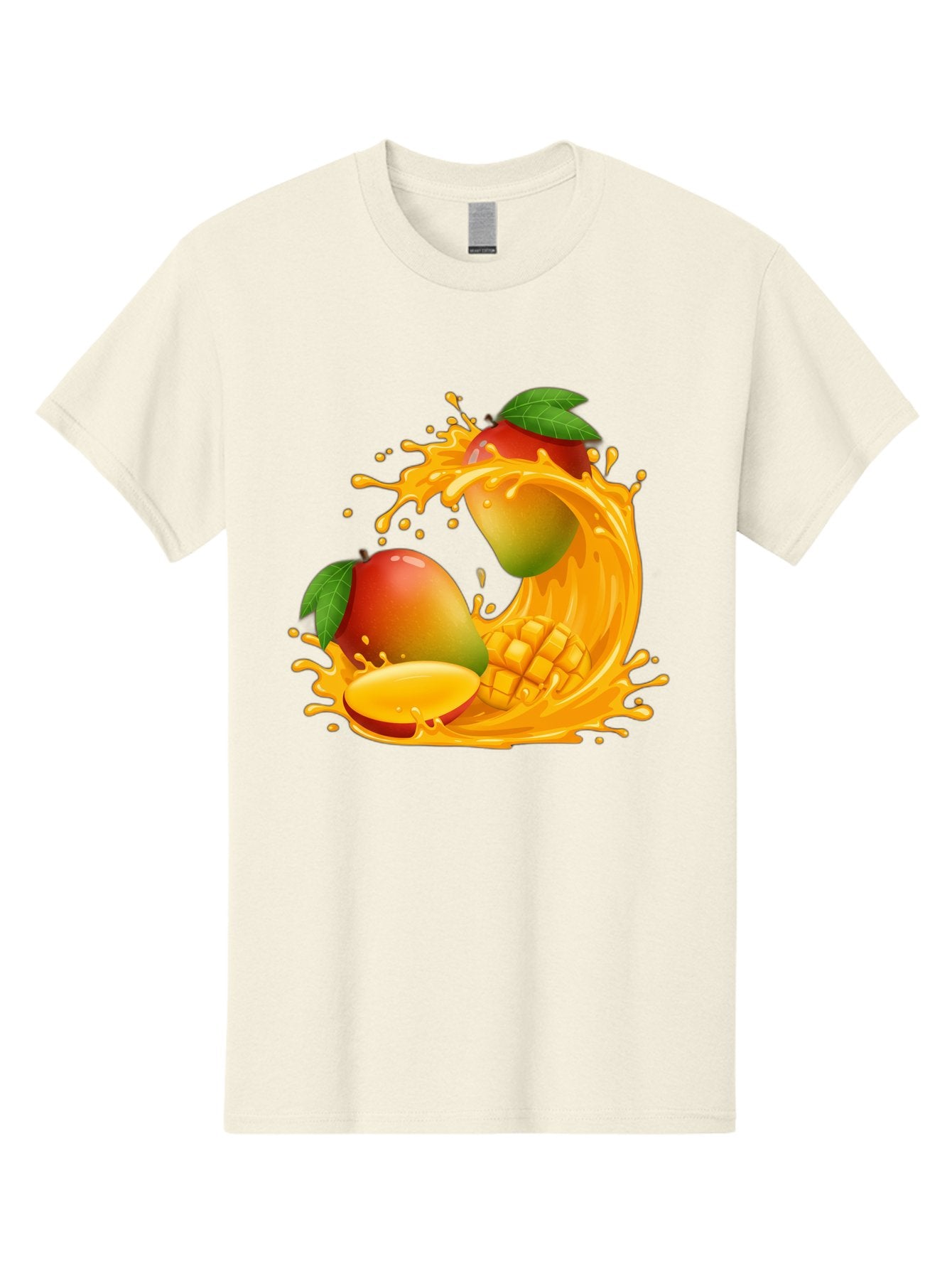Mango-Splash-4 Men'S Graphic Tee, 100% Cotton, Comfortable Casual Summer Wear, Machine Washable, Mango Fruit, Juicy Mango, Mango Slice, Mango Juice Splash, Mango Chunks, Fresh Mango, Ripe Mango, Tropical Fruit Bac164