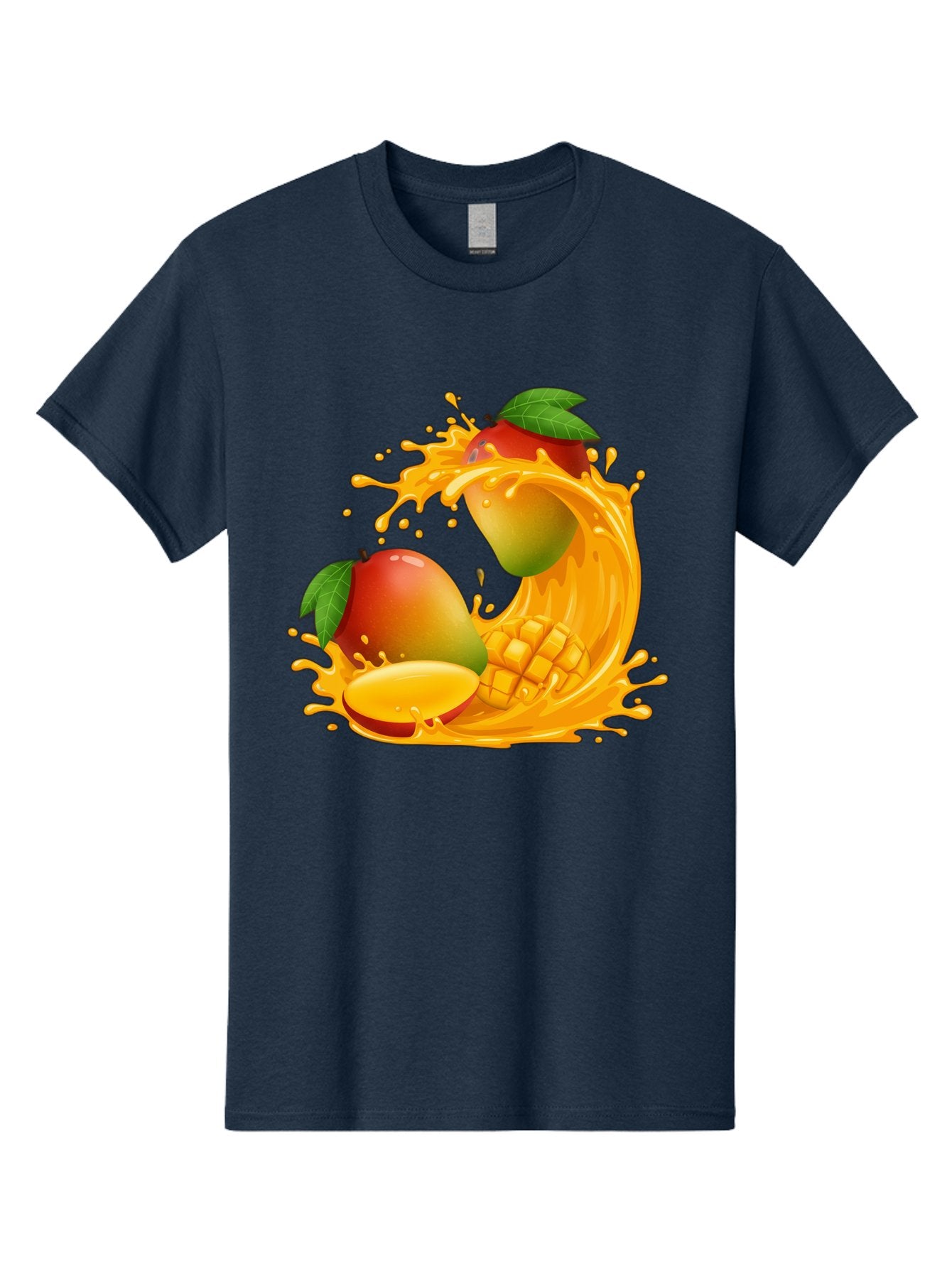 Mango-Splash-4 Men'S Graphic Tee, 100% Cotton, Comfortable Casual Summer Wear, Machine Washable, Mango Fruit, Juicy Mango, Mango Slice, Mango Juice Splash, Mango Chunks, Fresh Mango, Ripe Mango, Tropical Fruit Bac164 6