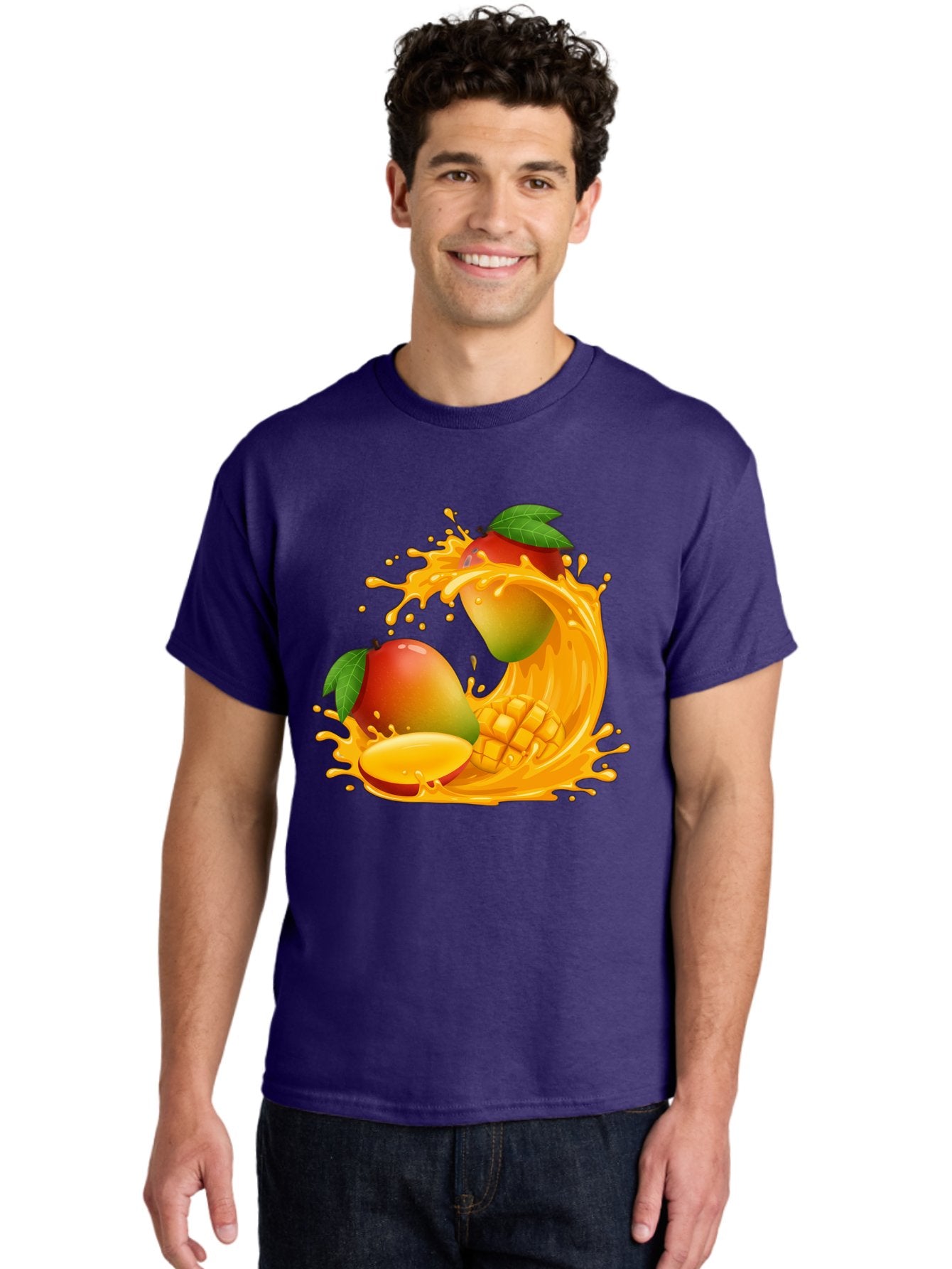 Mango-Splash-4 Men'S Graphic Tee, 100% Cotton, Comfortable Casual Summer Wear, Machine Washable, Mango Fruit, Juicy Mango, Mango Slice, Mango Juice Splash, Mango Chunks, Fresh Mango, Ripe Mango, Tropical Fruit Bac164 28