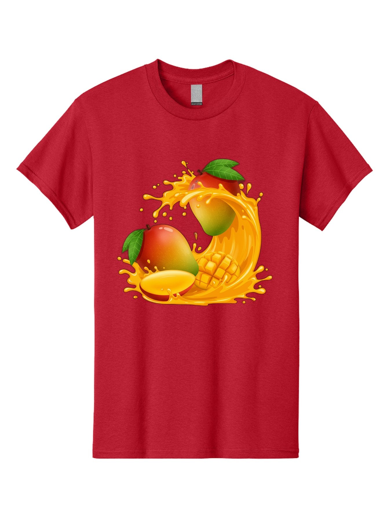 Mango-Splash-4 Men'S Graphic Tee, 100% Cotton, Comfortable Casual Summer Wear, Machine Washable, Mango Fruit, Juicy Mango, Mango Slice, Mango Juice Splash, Mango Chunks, Fresh Mango, Ripe Mango, Tropical Fruit Bac164 14