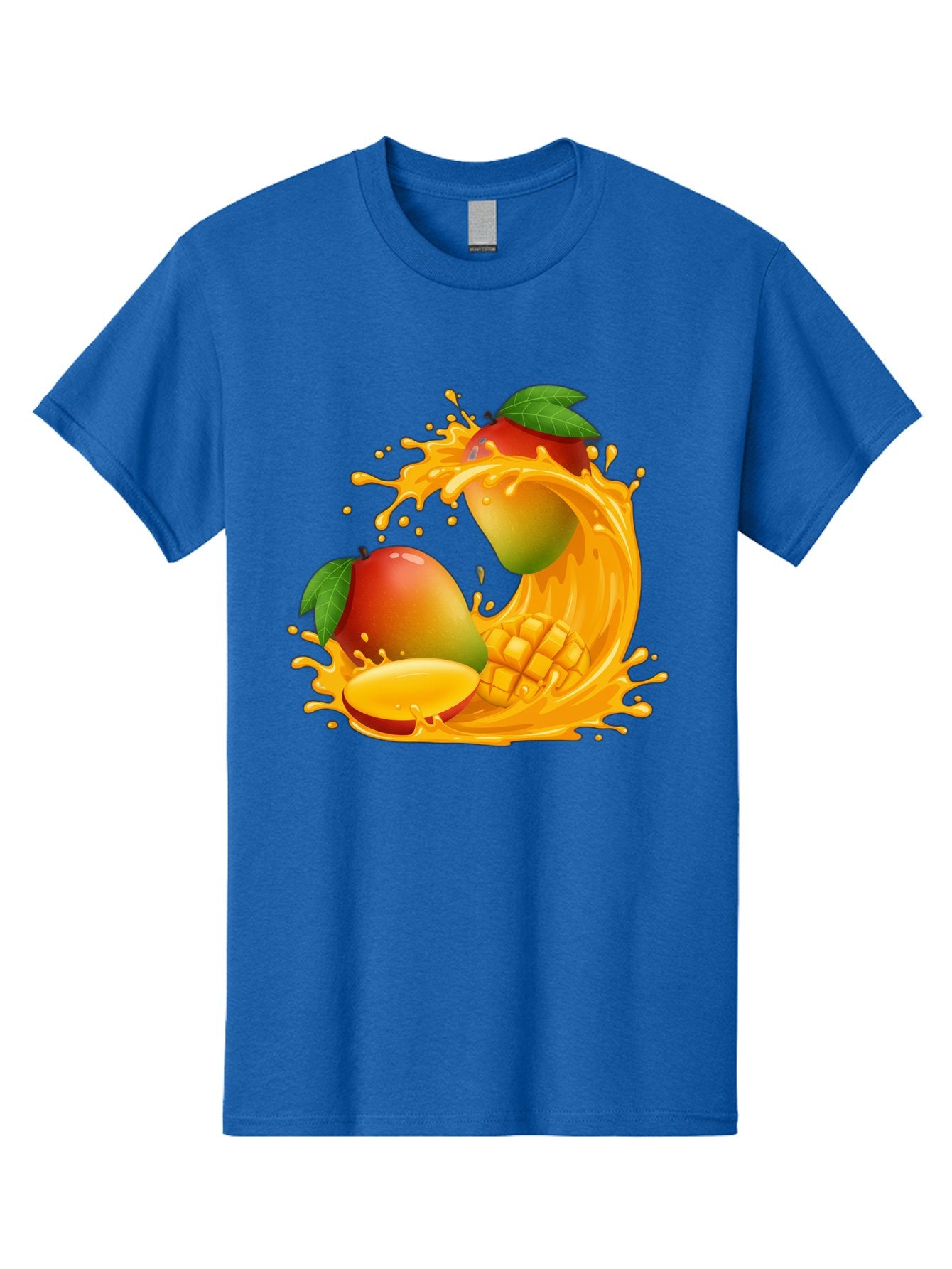 Mango-Splash-4 Men'S Graphic Tee, 100% Cotton, Comfortable Casual Summer Wear, Machine Washable, Mango Fruit, Juicy Mango, Mango Slice, Mango Juice Splash, Mango Chunks, Fresh Mango, Ripe Mango, Tropical Fruit Bac164 13