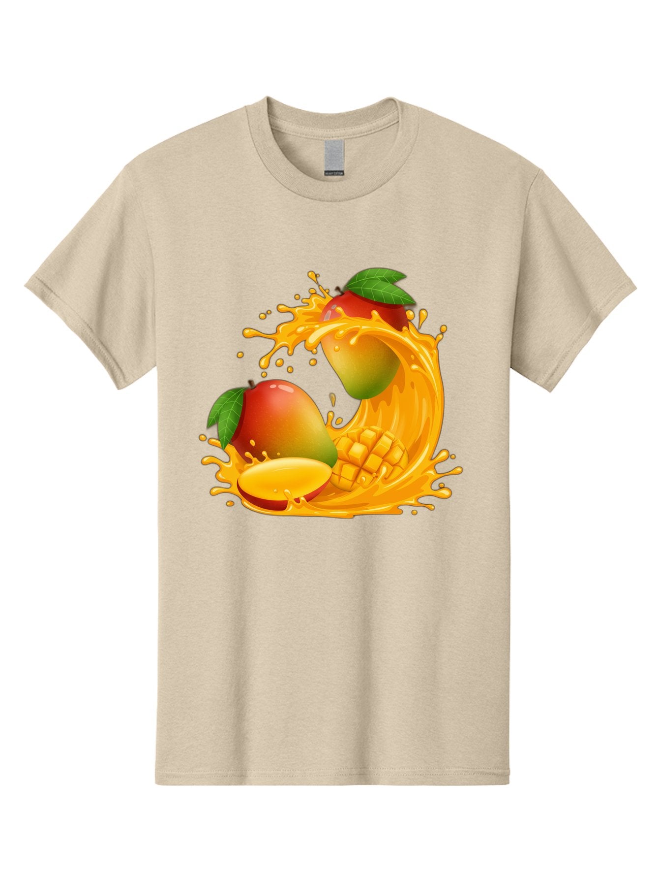Mango-Splash-4 Men'S Graphic Tee, 100% Cotton, Comfortable Casual Summer Wear, Machine Washable, Mango Fruit, Juicy Mango, Mango Slice, Mango Juice Splash, Mango Chunks, Fresh Mango, Ripe Mango, Tropical Fruit Bac164 8