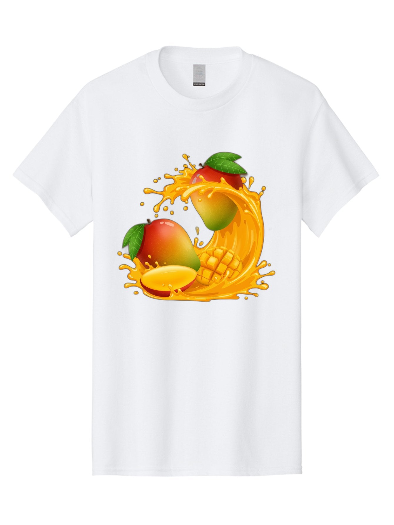 Mango-Splash-4 Men'S Graphic Tee, 100% Cotton, Comfortable Casual Summer Wear, Machine Washable, Mango Fruit, Juicy Mango, Mango Slice, Mango Juice Splash, Mango Chunks, Fresh Mango, Ripe Mango, Tropical Fruit Bac164 4