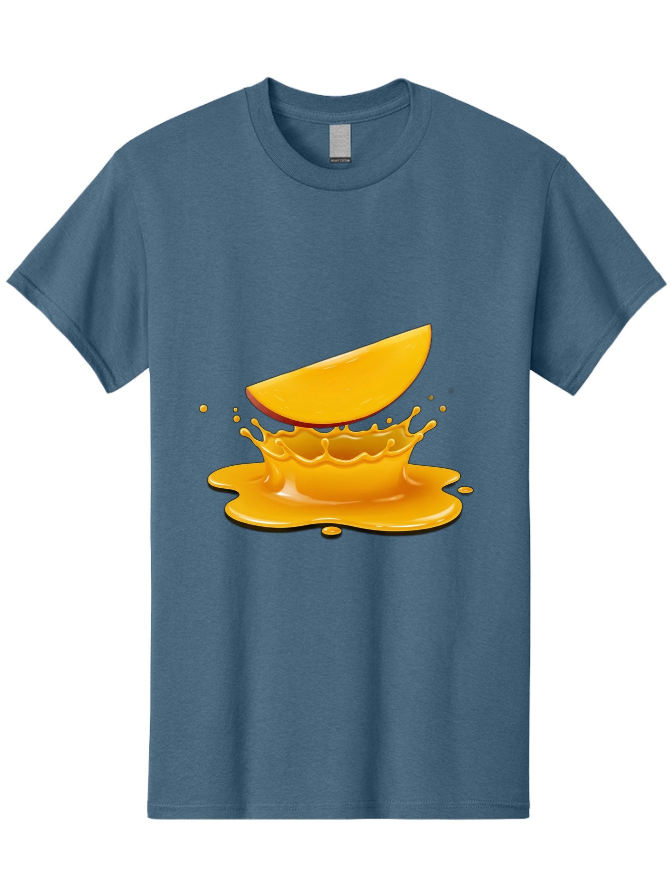 Mango-Splash Men'S Graphic Tee, 100% Cotton, Comfortable Casual Summer Wear, Machine Washable, Mango Slice, Juice Splash, Vibrant Orange, Fruity Scene, Splashing Juice, Summer Drink, Tropical Flavors, Refreshing Drink, Healthy Snack Bac165