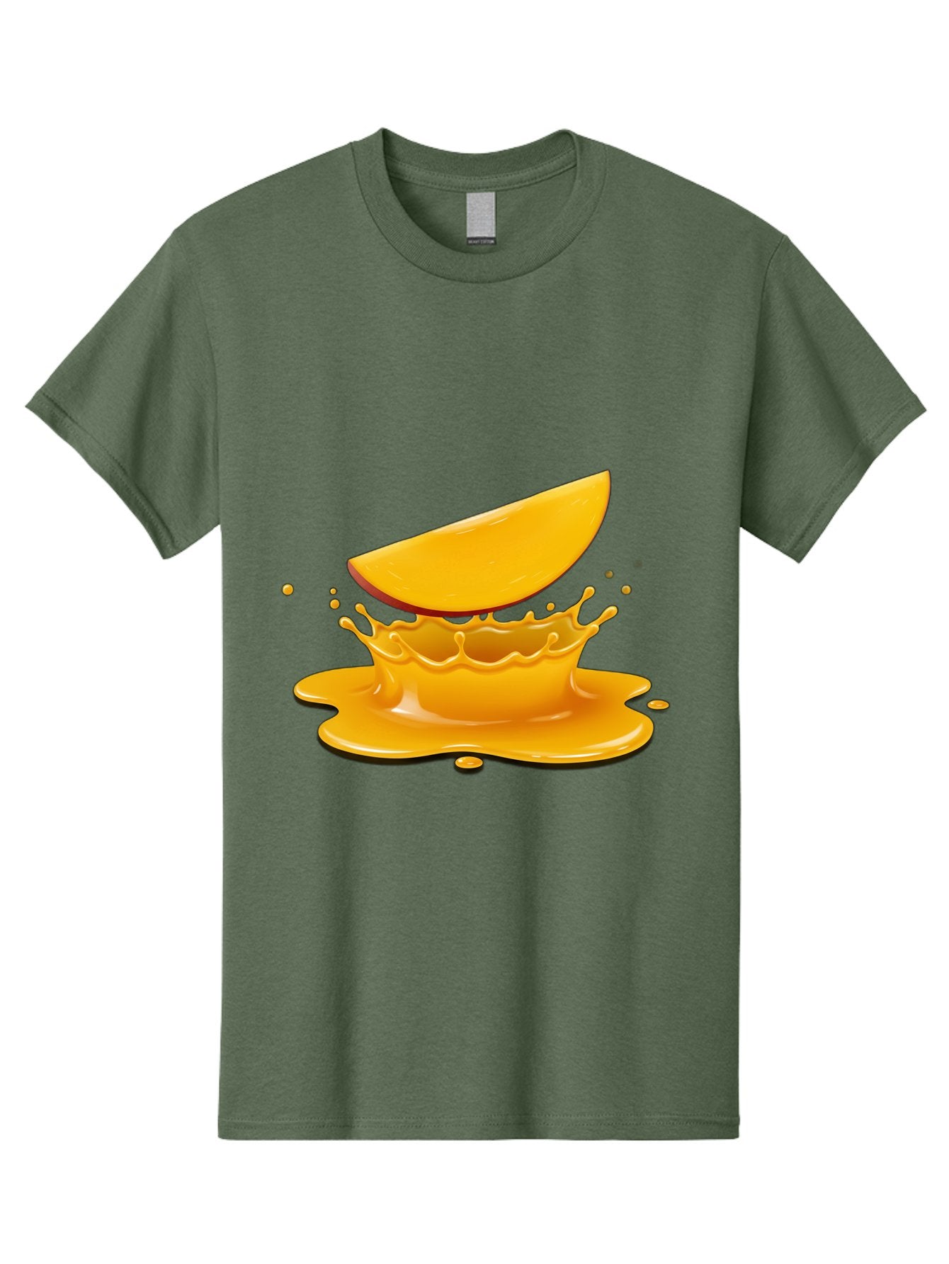Mango-Splash Men'S Graphic Tee, 100% Cotton, Comfortable Casual Summer Wear, Machine Washable, Mango Slice, Juice Splash, Vibrant Orange, Fruity Scene, Splashing Juice, Summer Drink, Tropical Flavors, Refreshing Drink, Healthy Snack Bac165 13