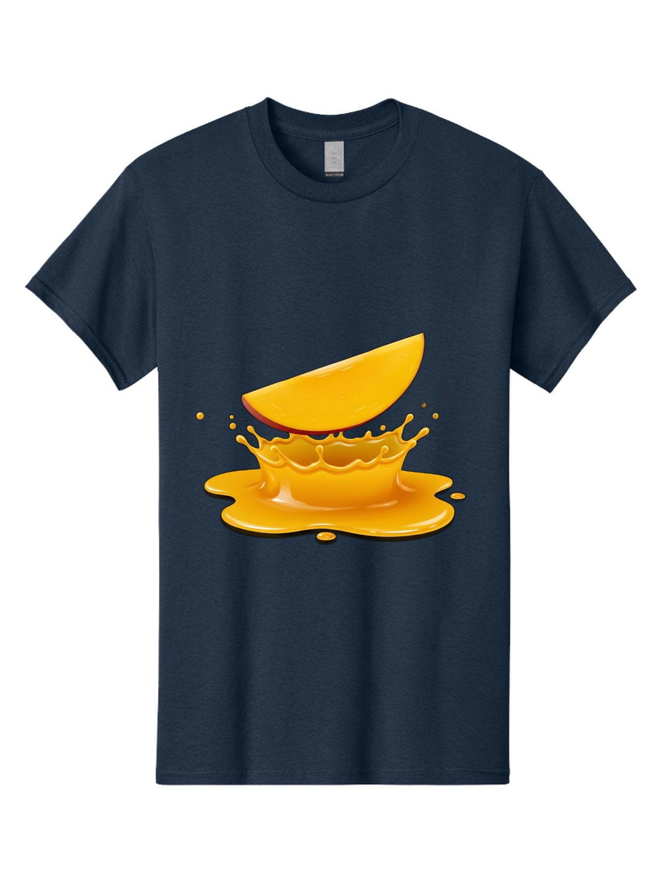 Mango-Splash Men'S Graphic Tee, 100% Cotton, Comfortable Casual Summer Wear, Machine Washable, Mango Slice, Juice Splash, Vibrant Orange, Fruity Scene, Splashing Juice, Summer Drink, Tropical Flavors, Refreshing Drink, Healthy Snack Bac165 9