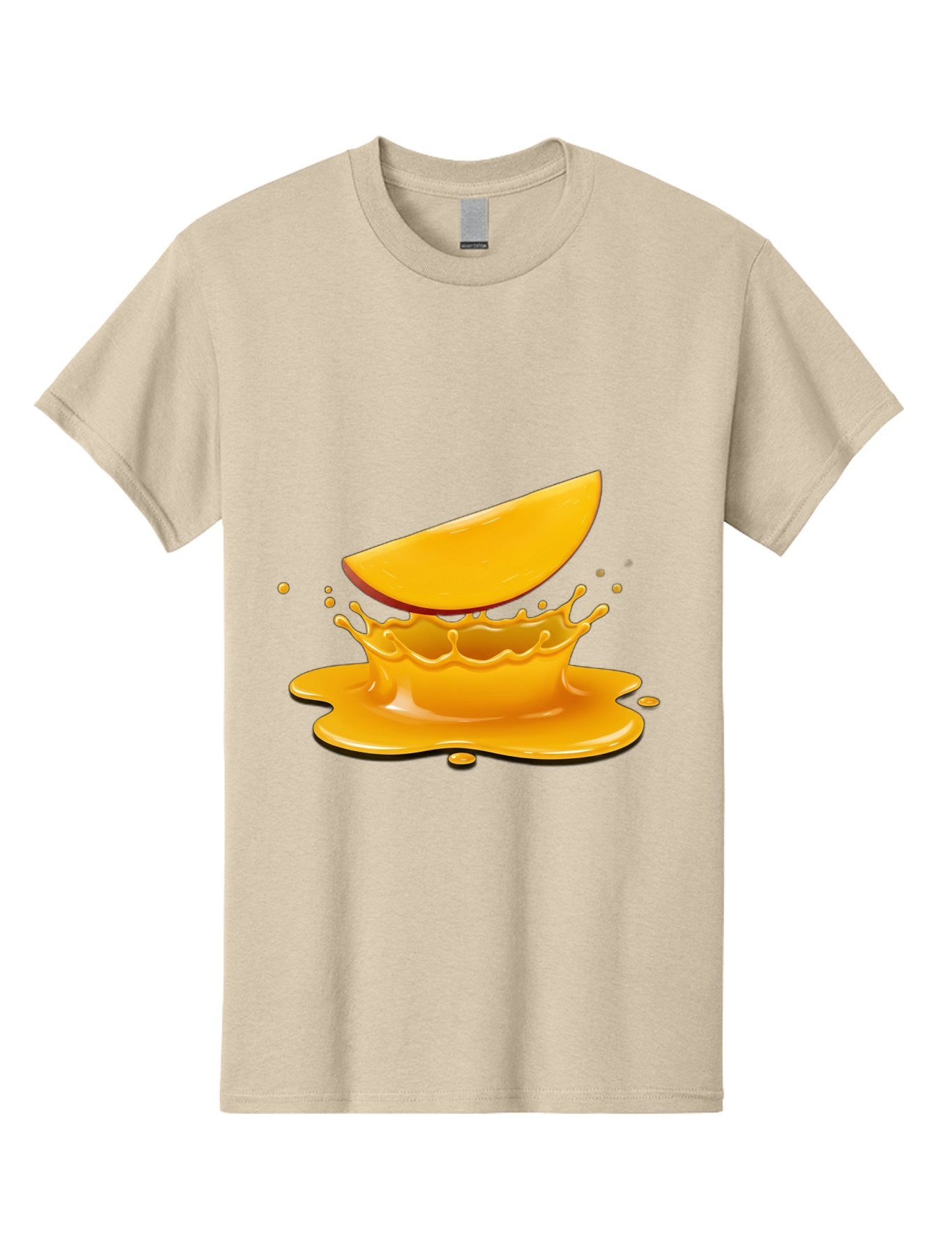 Mango-Splash Men'S Graphic Tee, 100% Cotton, Comfortable Casual Summer Wear, Machine Washable, Mango Slice, Juice Splash, Vibrant Orange, Fruity Scene, Splashing Juice, Summer Drink, Tropical Flavors, Refreshing Drink, Healthy Snack Bac165 7